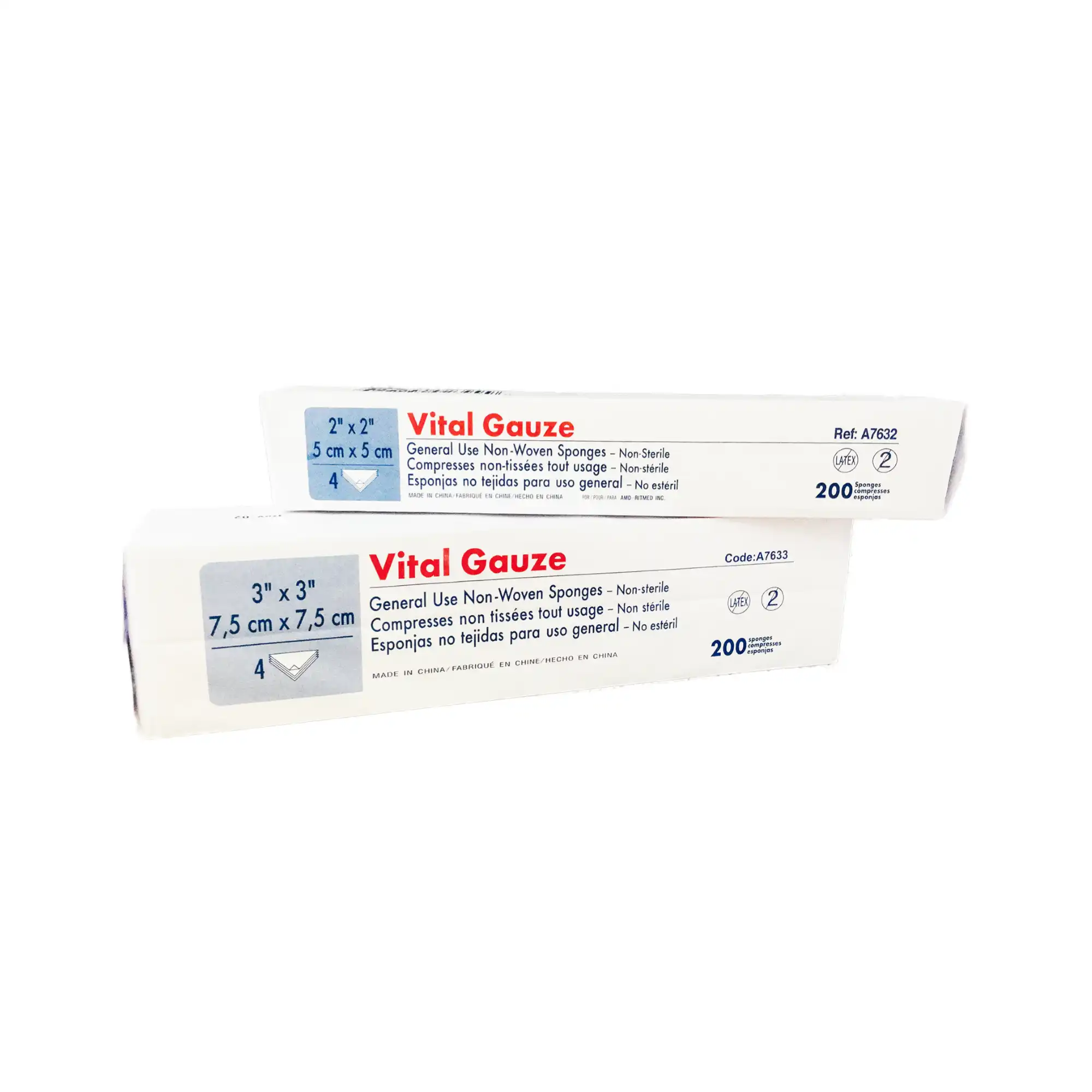 Medicom Vital Gauze 2" x 2" 4-Ply Non-Sterile Non-Woven All Purpose Sponge, Case of 8000, A7632