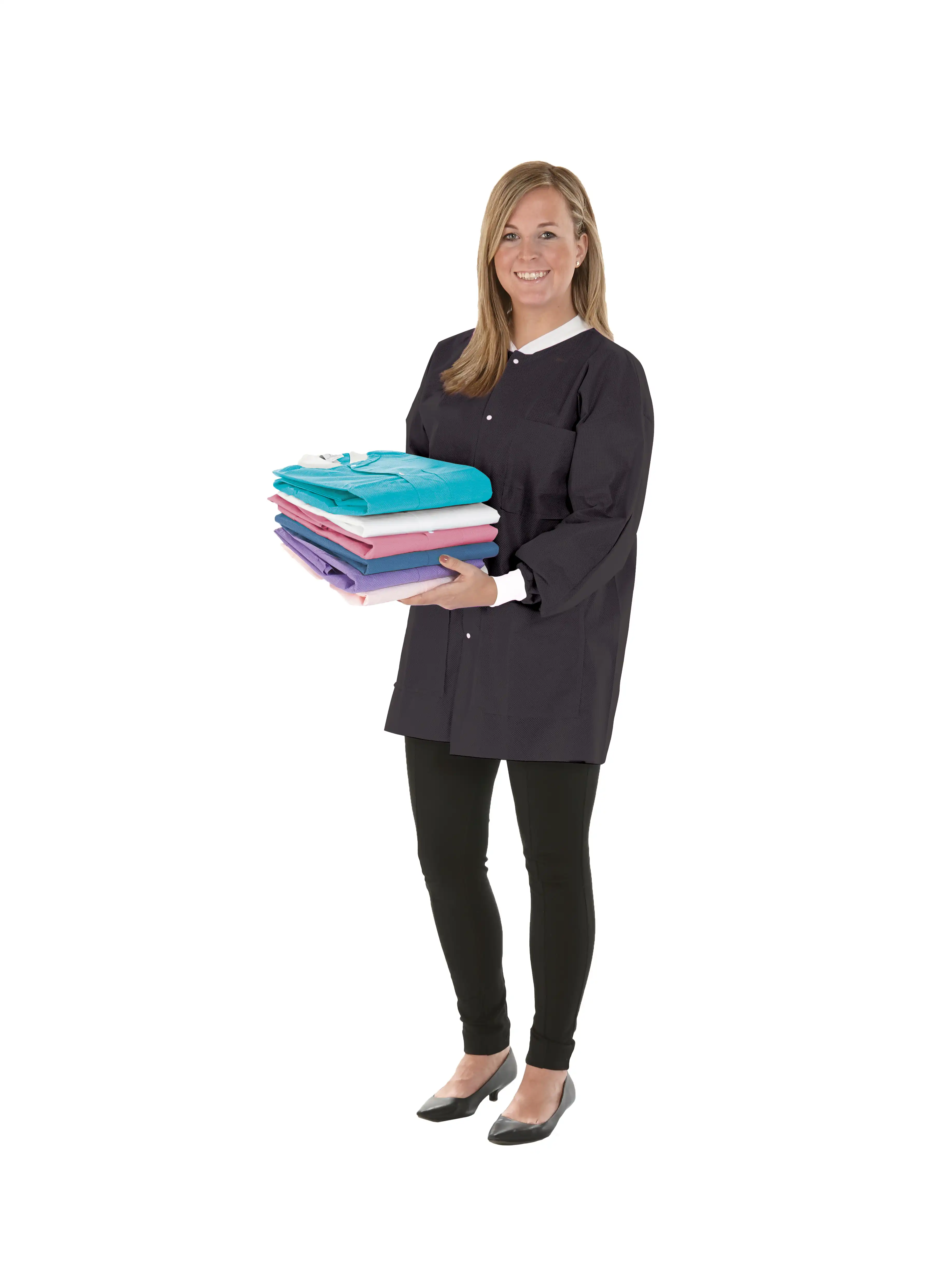 SafeWear Disposable Hipster Jacket, Large, Jet Black, 12/Pk, 8118-C