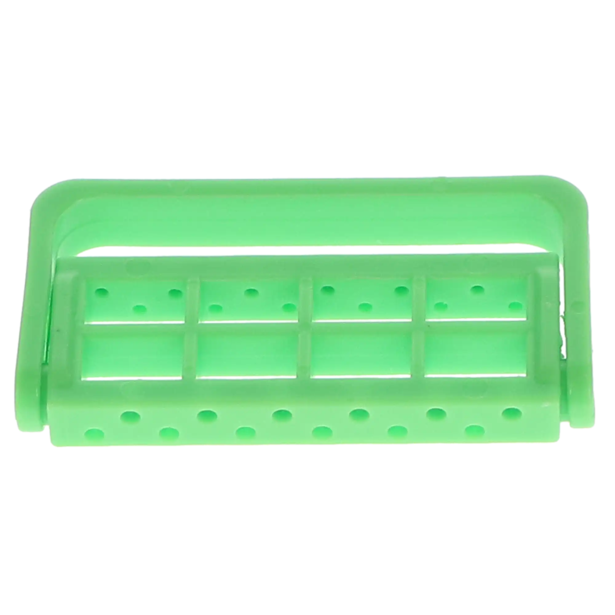Plasdent Bur Caddy, Reversible FG/RA, 12-Hole, Autoclavable, Neon Green, 1/Pk, 400BC-4N