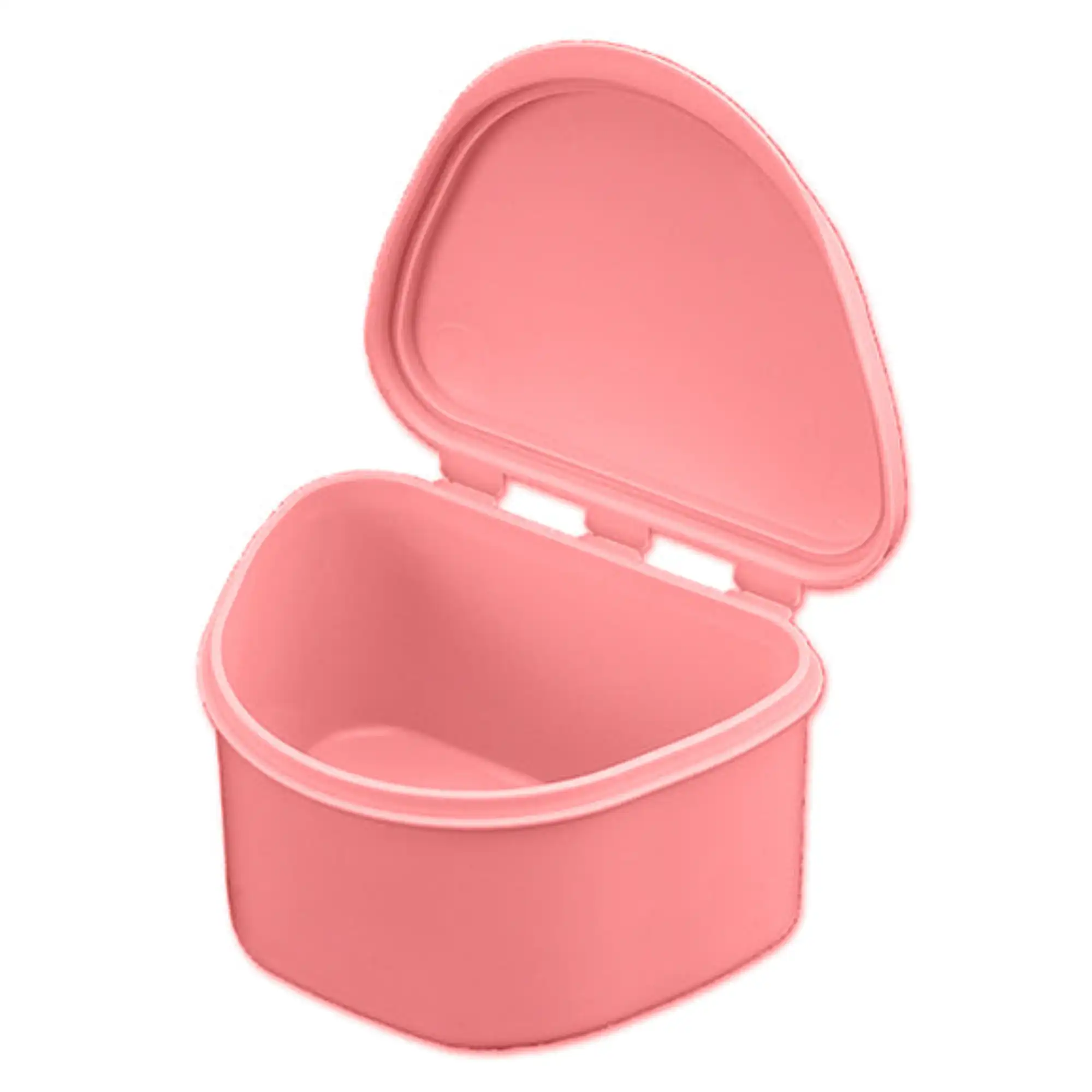 Plasdent Denture Box, Light Pink, Plastic with Hinged Lid, 4"W x 3"L, 12/Box, 200BTH-6