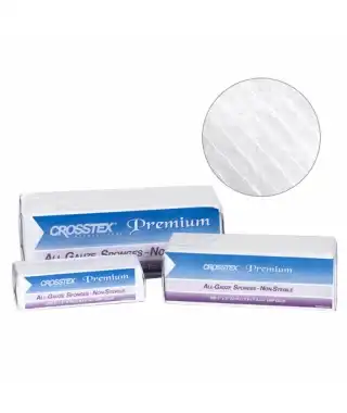 Crosstex All Gauze Premium Non-Sterile Sponges, 2" x 2", 8-Ply, 200 per Sleeve