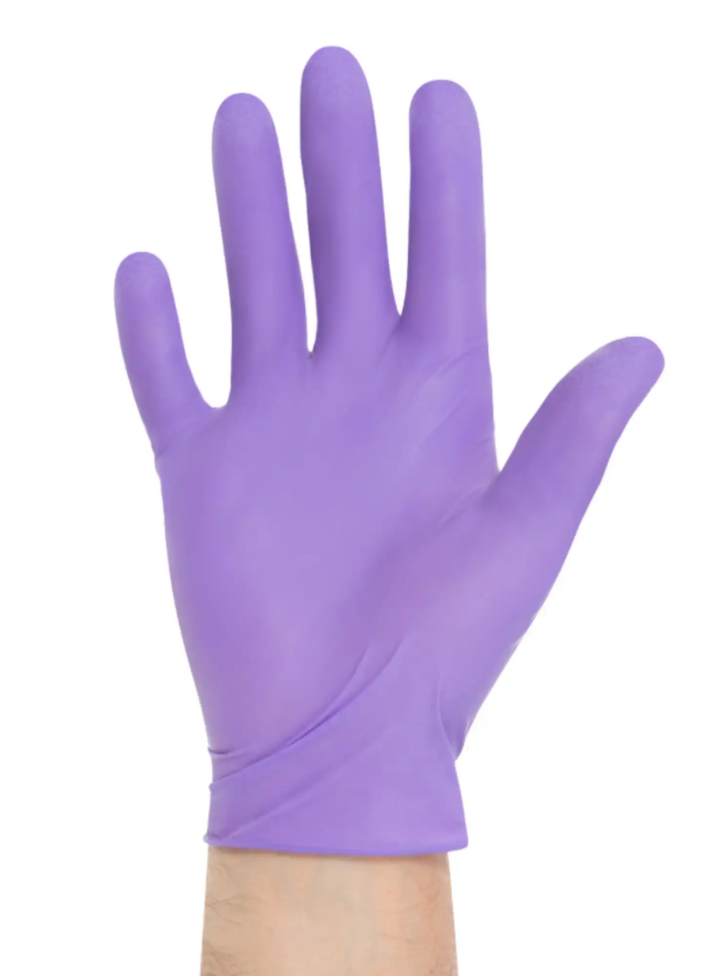 Halyard Purple Nitrile Powder-Free Exam Gloves, Non-Sterile, Large, 9.5" Length, Textured Fingertips, 100/Box, 55083