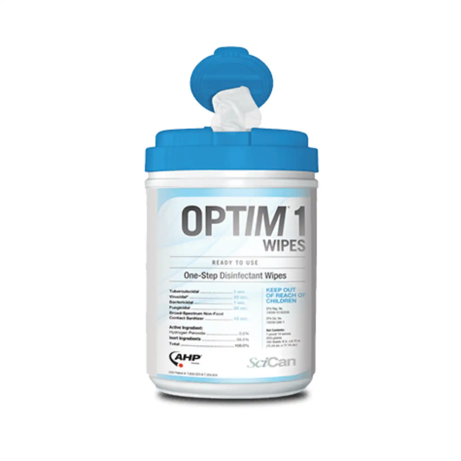 Optim 1 One-Step Disinfectant Wipes, X-Large 10" x 10", 60/Canister, OPT1-W10X10