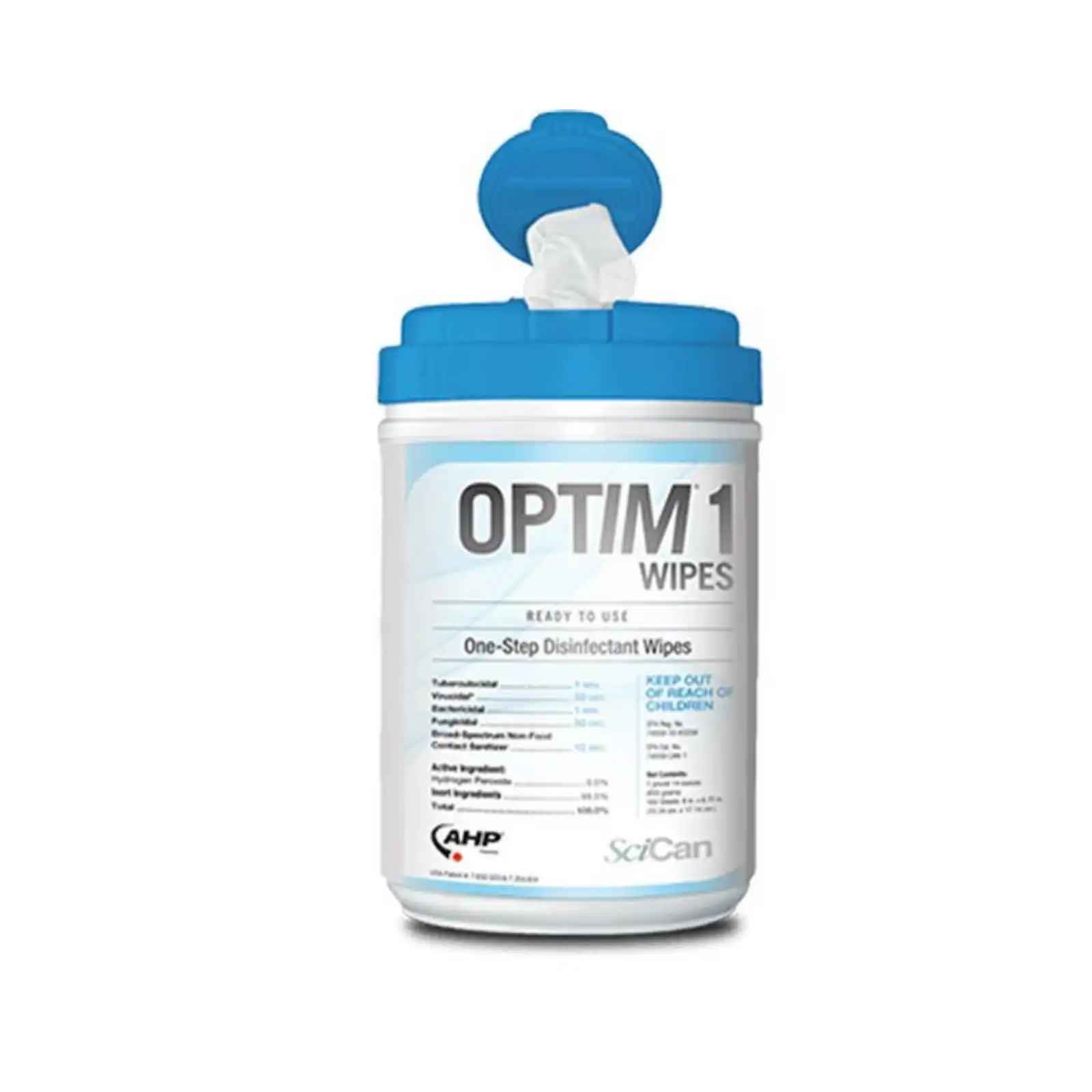 OPTIM 1 Wipes, 10" x 10", 60 Wipes/Canister, 12 Canisters/Case (720 Wipes)