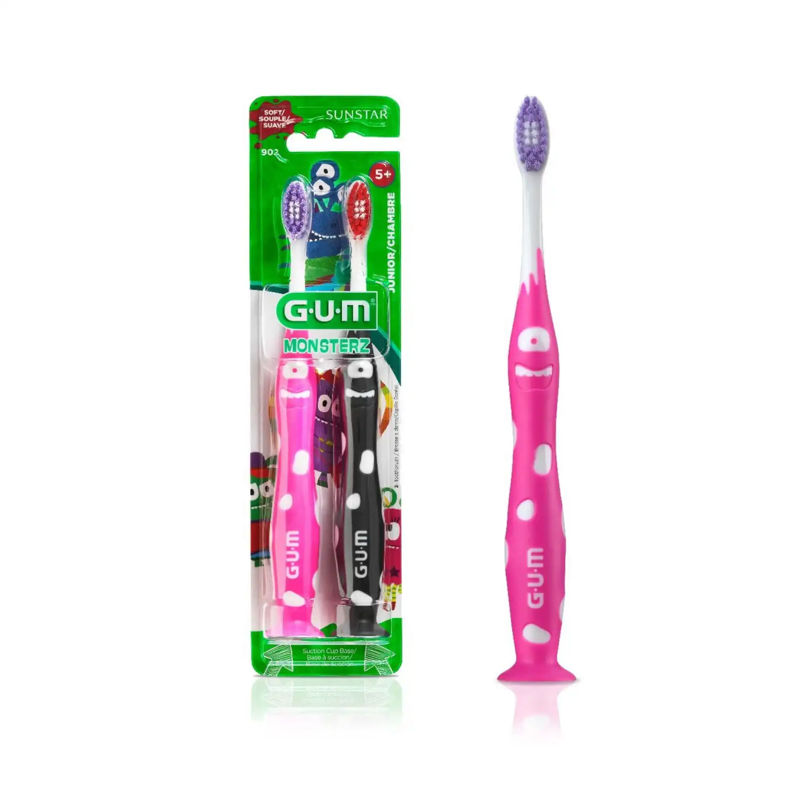 Sunstar GUM Kids' Monsterz Manual Toothbrush, Ages 3-6, Soft, 12/Pk, 901P