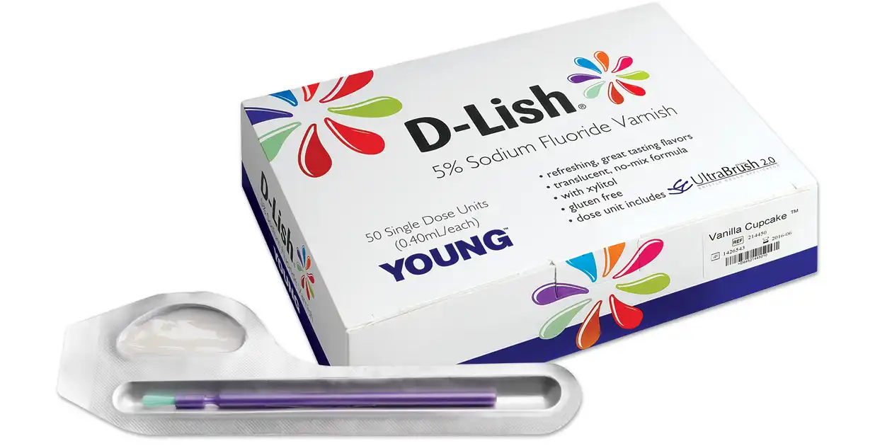 D-Lish 5% Sodium Fluoride Varnish, Green Apple, Single-Dose Units, 50/Box, 295732