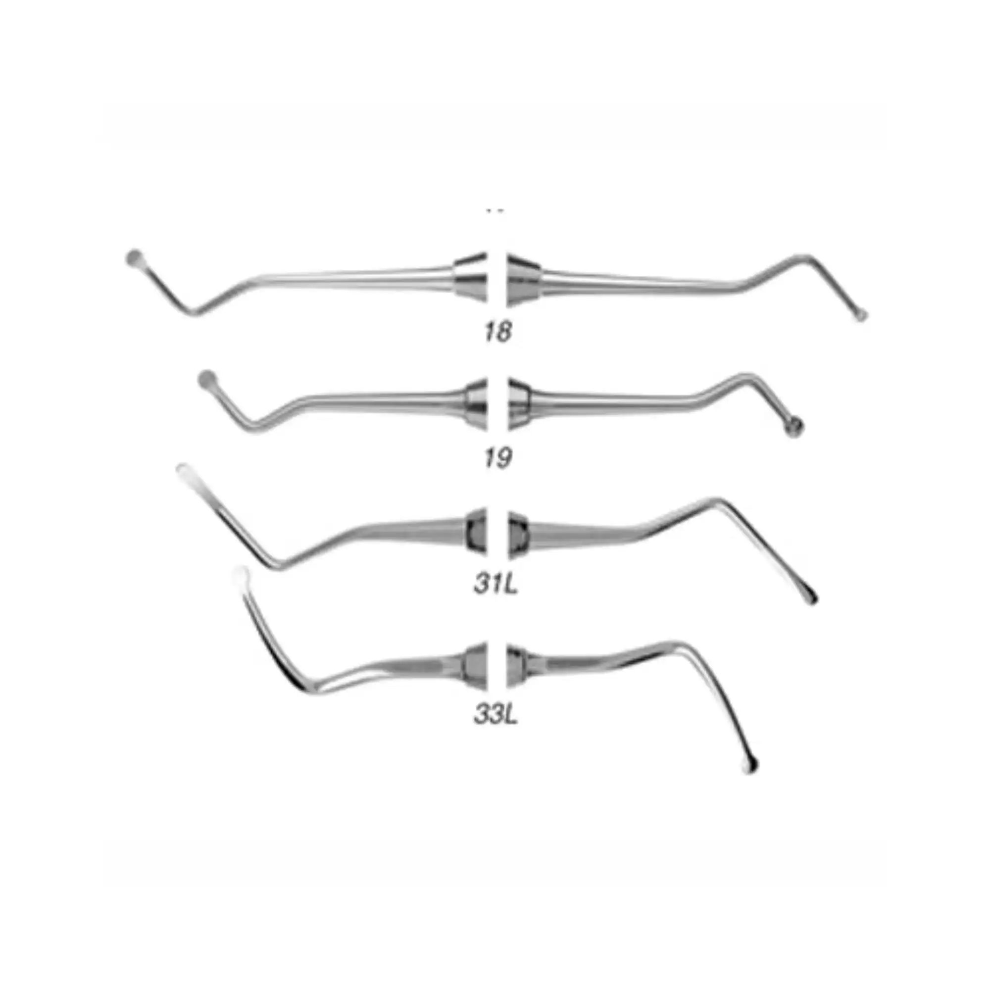 Quala Medium Spoon Excavator #18 DE, Double-Ended, Standard 1/4" Round Handle