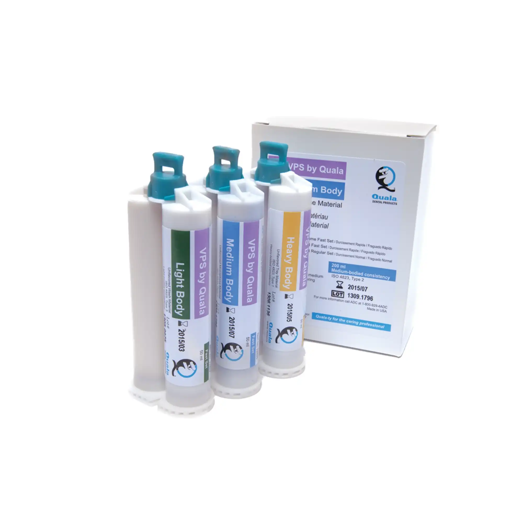 Quala VPS Impression Material Heavy Body, Rose, Regular Set, Unflavored, 50ml Cartridges, 4/Pk, 32829C