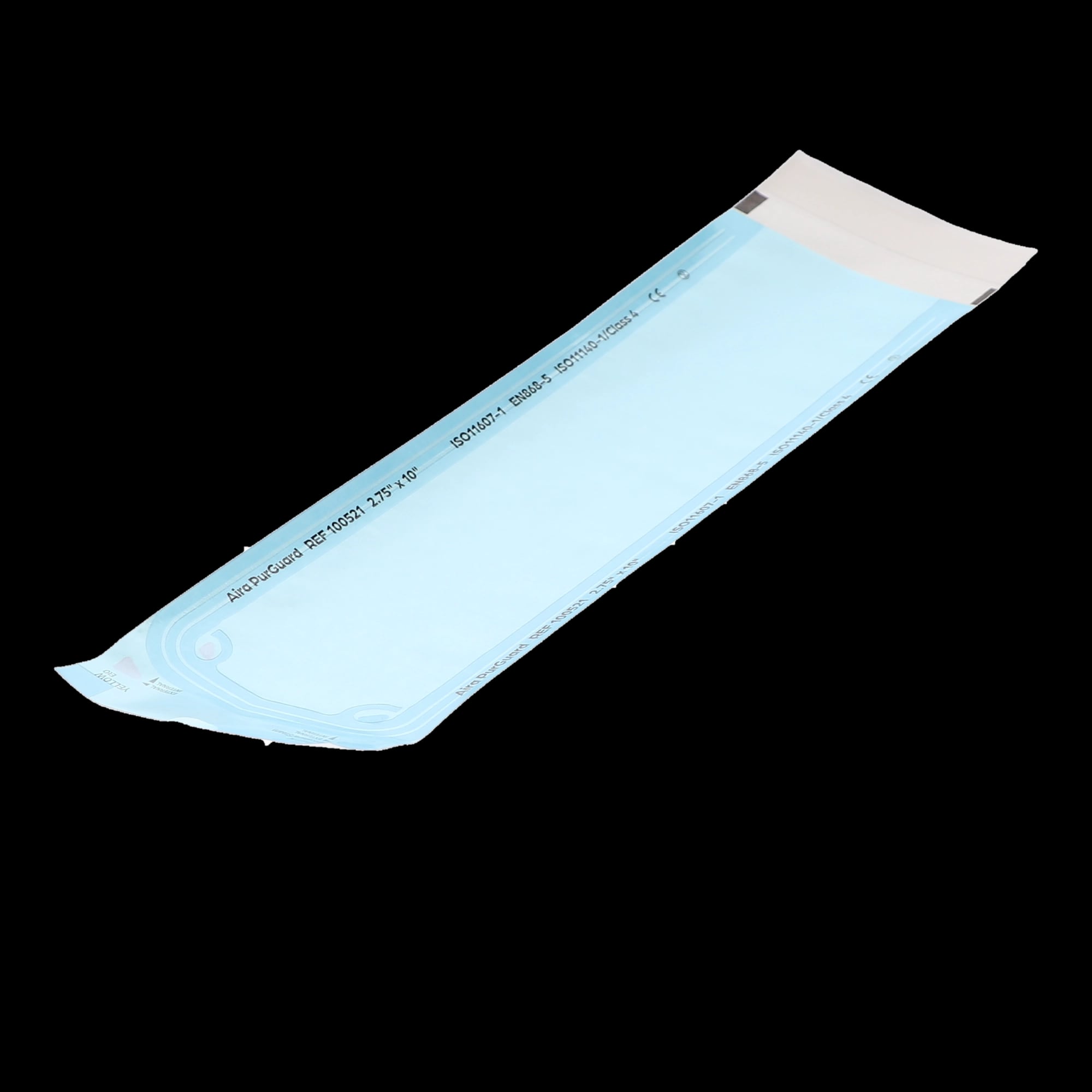 Aira Self-Sealing Sterilization Pouch, Class 4, Paper/Blue Film, 2.75" x 10", 200/Box, 100521