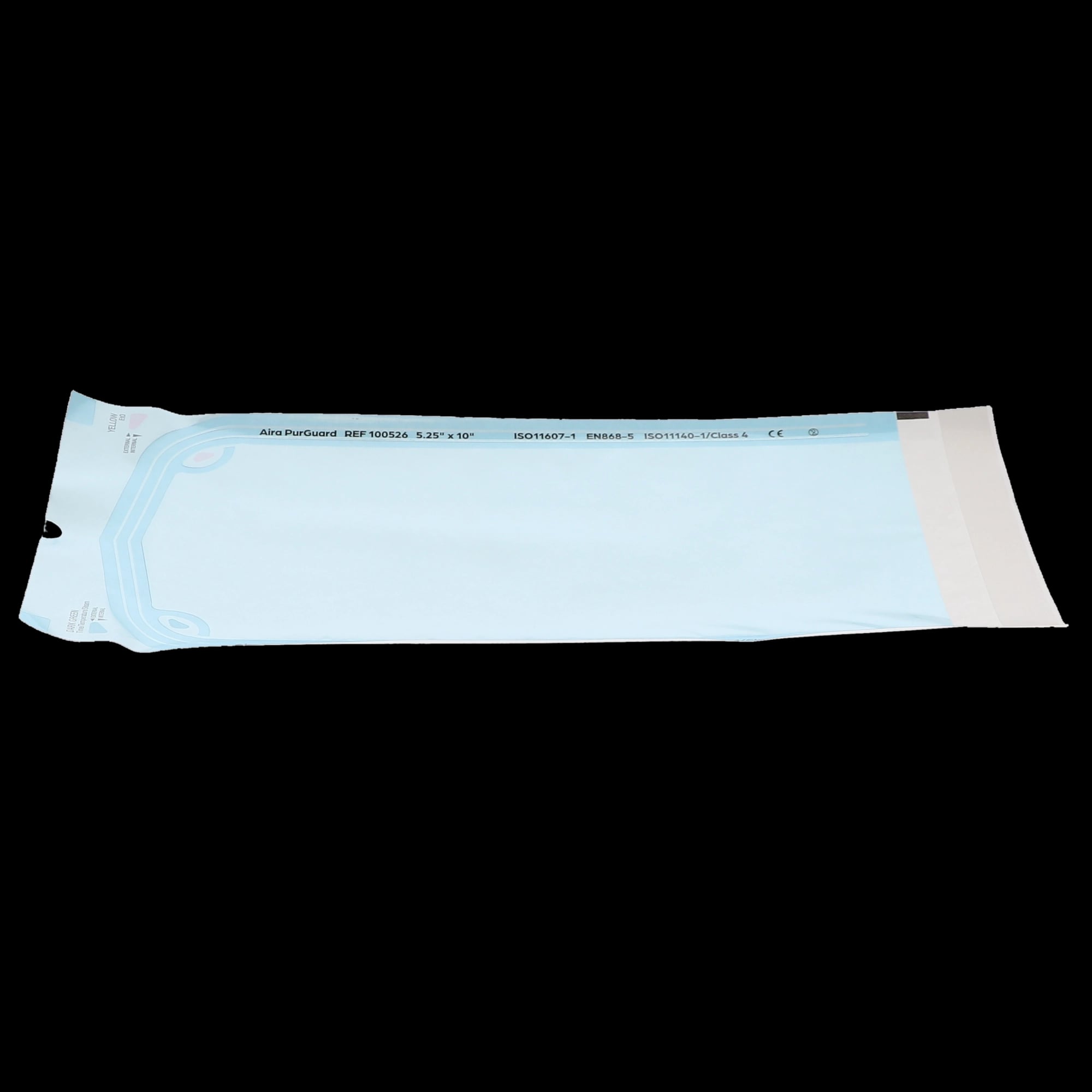 Aira Self-Sealing Sterilization Pouch, Class 4, Paper/Blue Film, 5.25" x 10", 200/Box, 100526