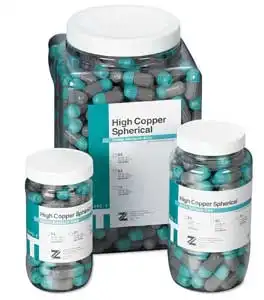 Zenith Type T High Copper Spherical Amalgam Alloy, Fast Set, 2 Spill (600 mg) Capsules, 50/Jar, #61040