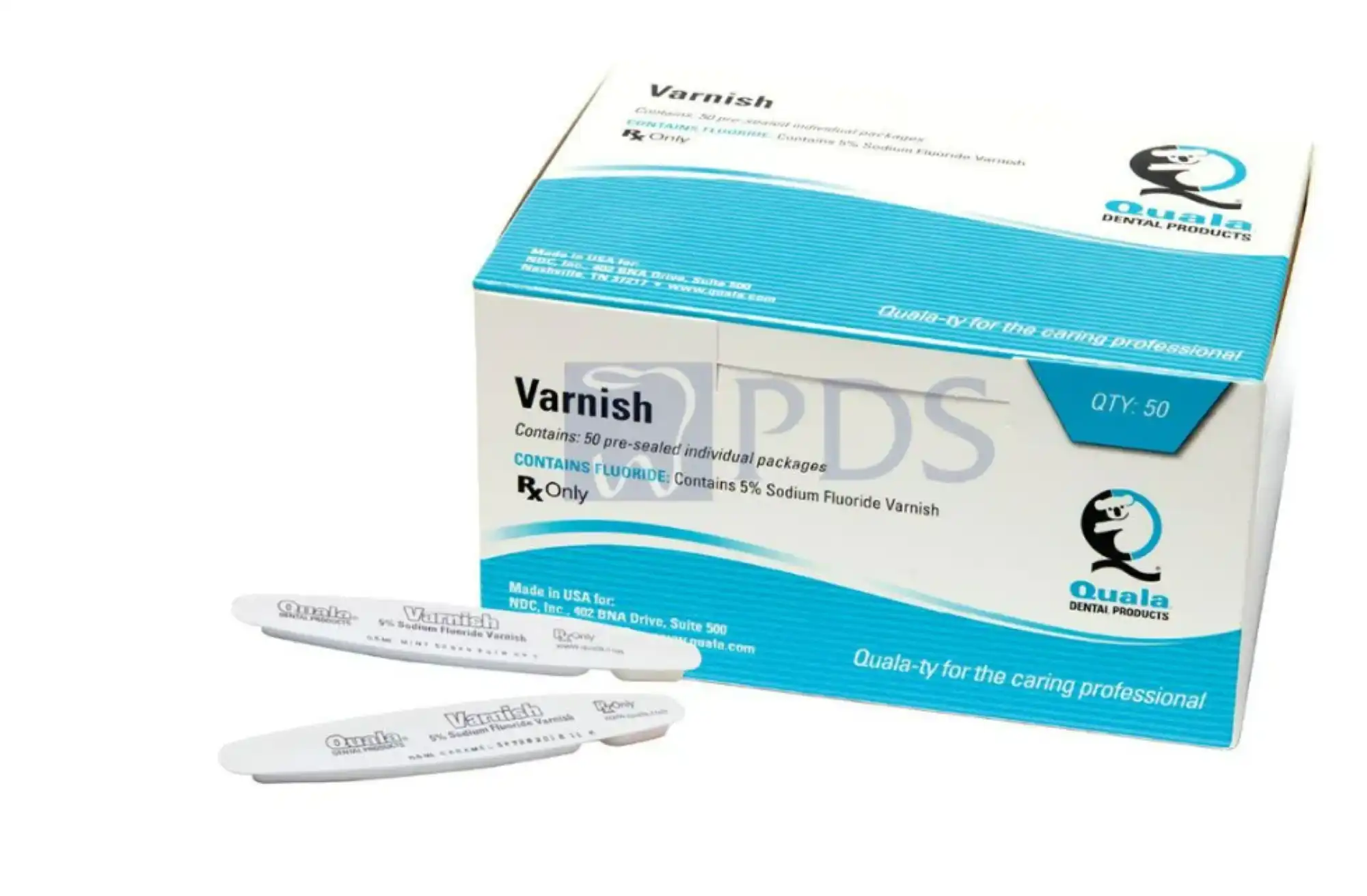 Quala 5% Sodium Fluoride Varnish, 0.5 ml Unit Dose, Caramel Flavor, White, 50/Box, Q3055C