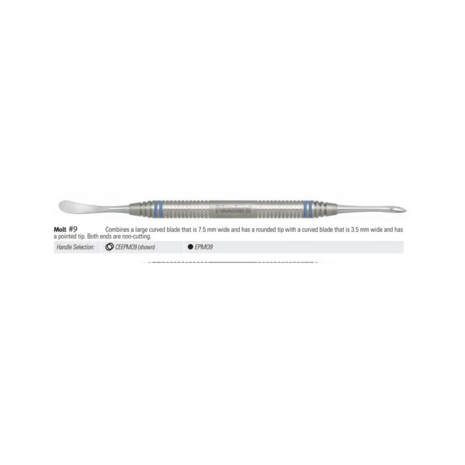 Nordent #9 Molt Periosteal Elevator, Double-Ended, Standard Handle
