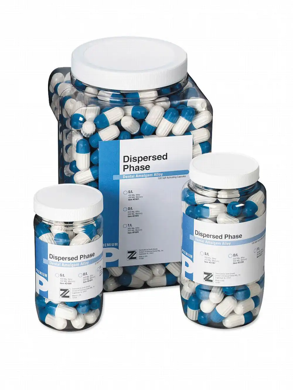 Zenith Premium Dispersed Phase Alloy, 3 Spill, 800 mg, Regular Set, 50 Capsules/Jar, #61016