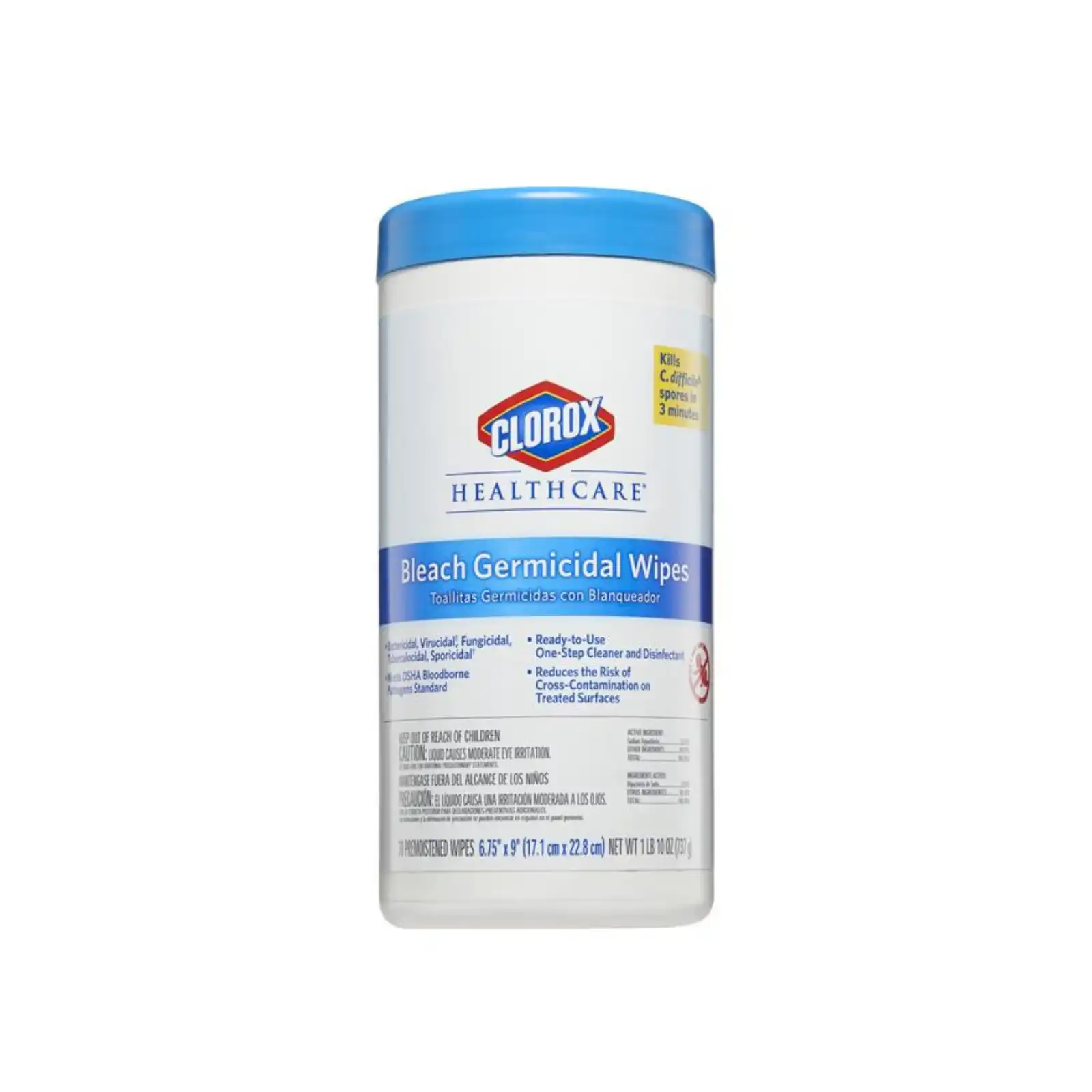 Clorox Germicidal Wipes, Bleach, 70 Count Canister