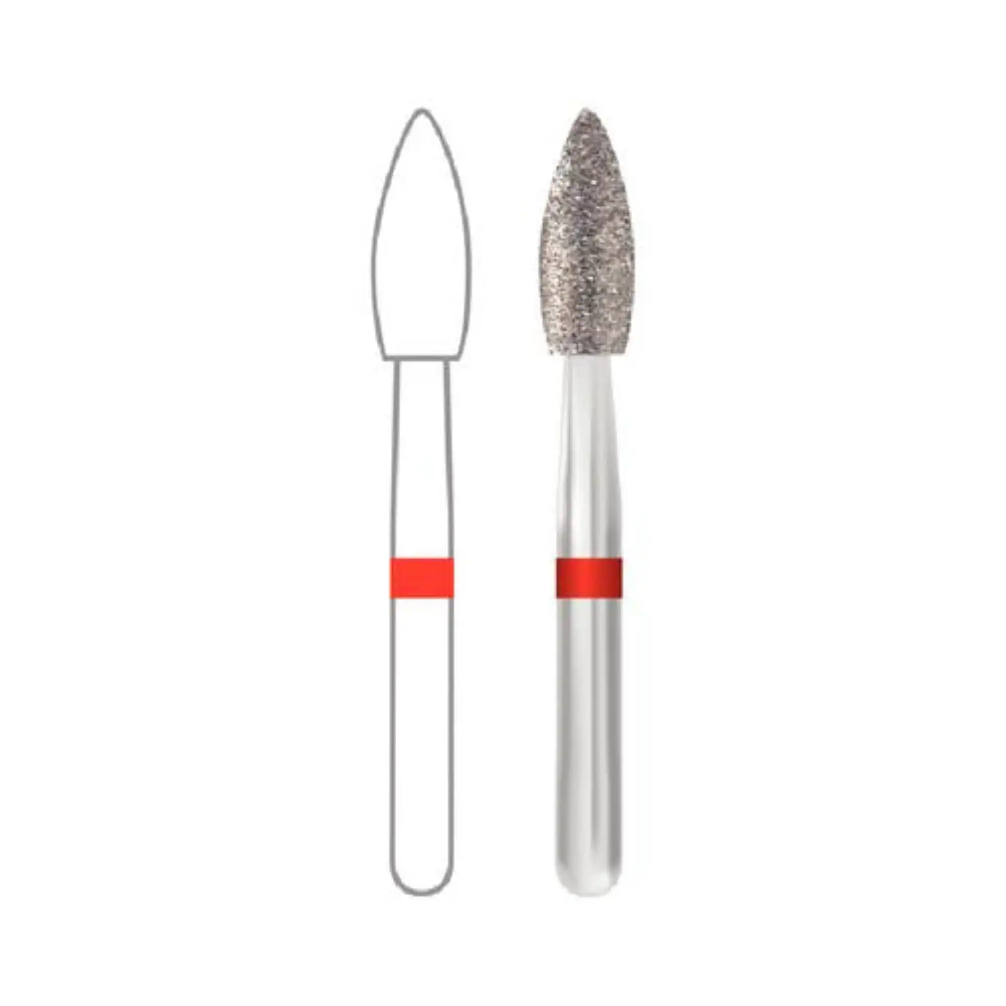 Midwest Once Sterile Single-Use Diamond Burs, FG, Football, #368, 2.3 mm, Fine, Red, 25/Pk