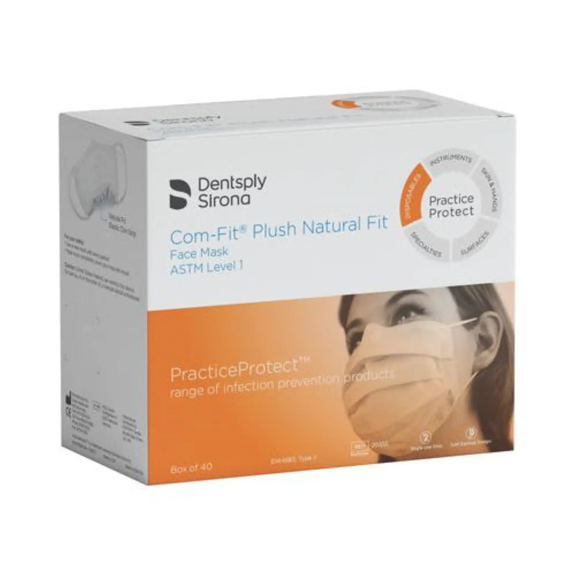 Sultan Com-Fit Plush Natural Fit Masks, ASTM Level 1, White, 40/Box, 20355