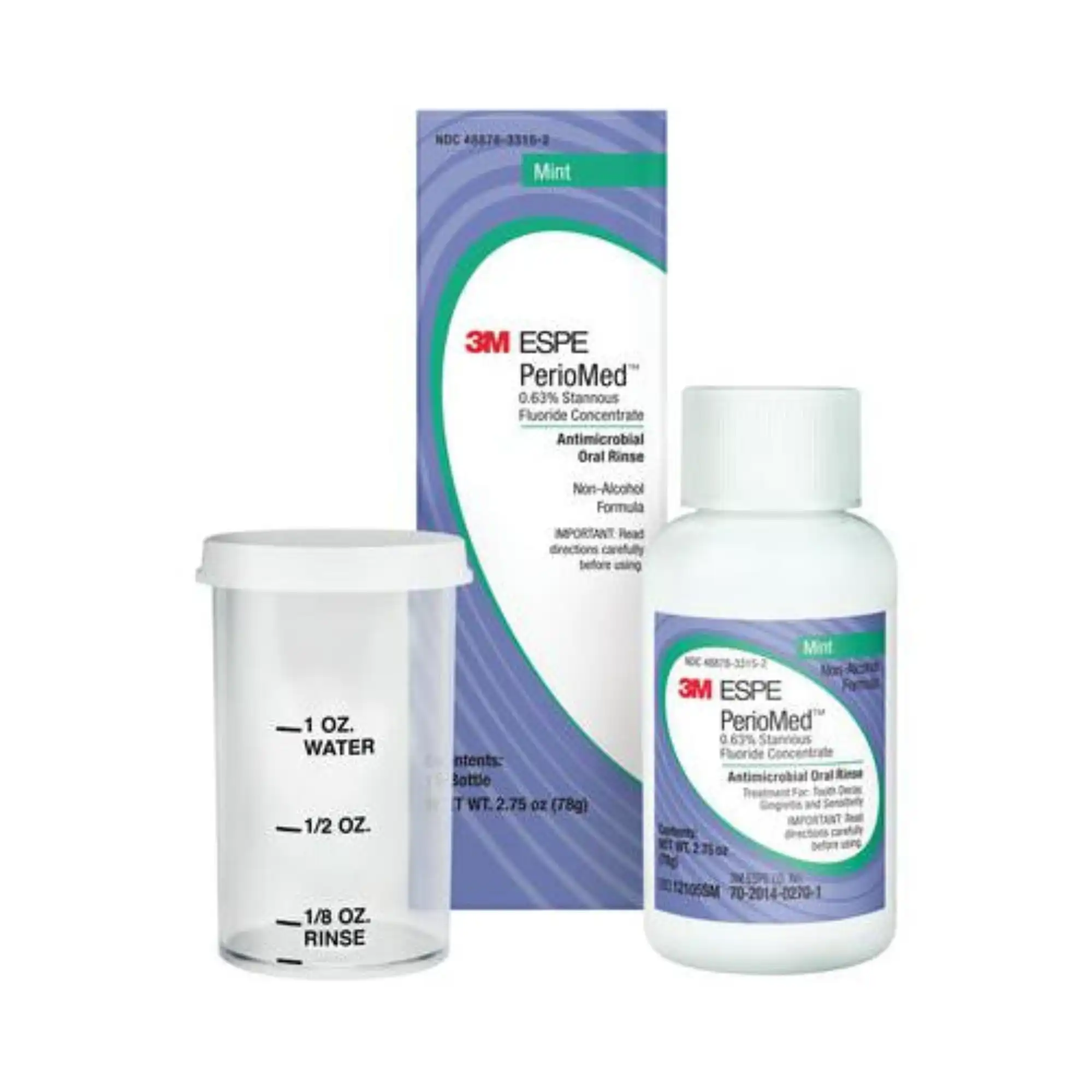 Solventum (3M) PerioMed 0.63% Stannous Fluoride Oral Rinse Concentrate, Mint, Alcohol-Free, 2.75 oz Bottle, 24/Case, 12105SM