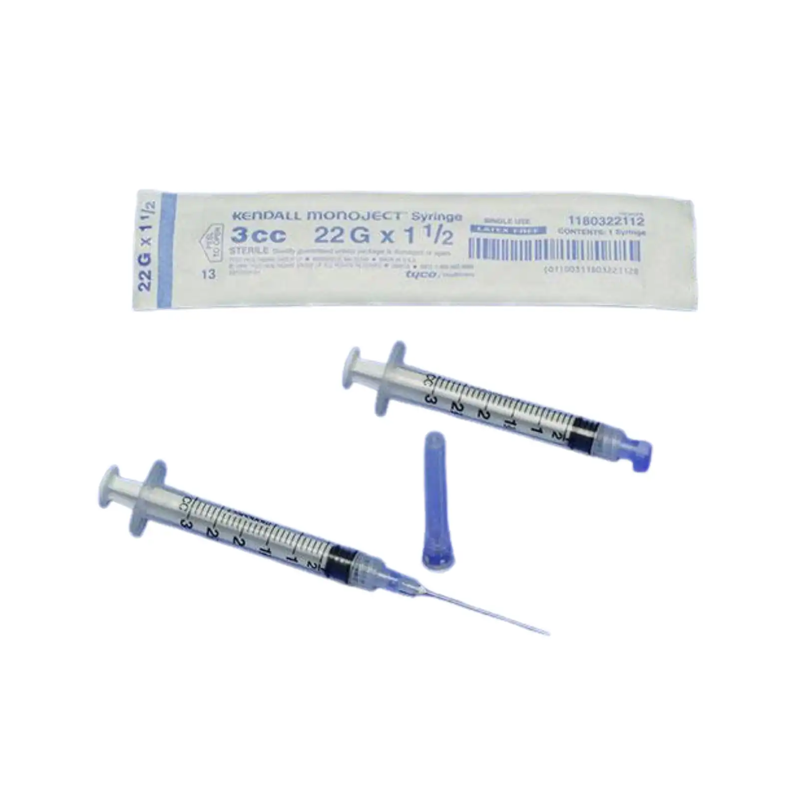 MonoJect Softpack Syringes, 3 mL, 23G x 1" Needle, Sterile, Single-Use, 100/Box
