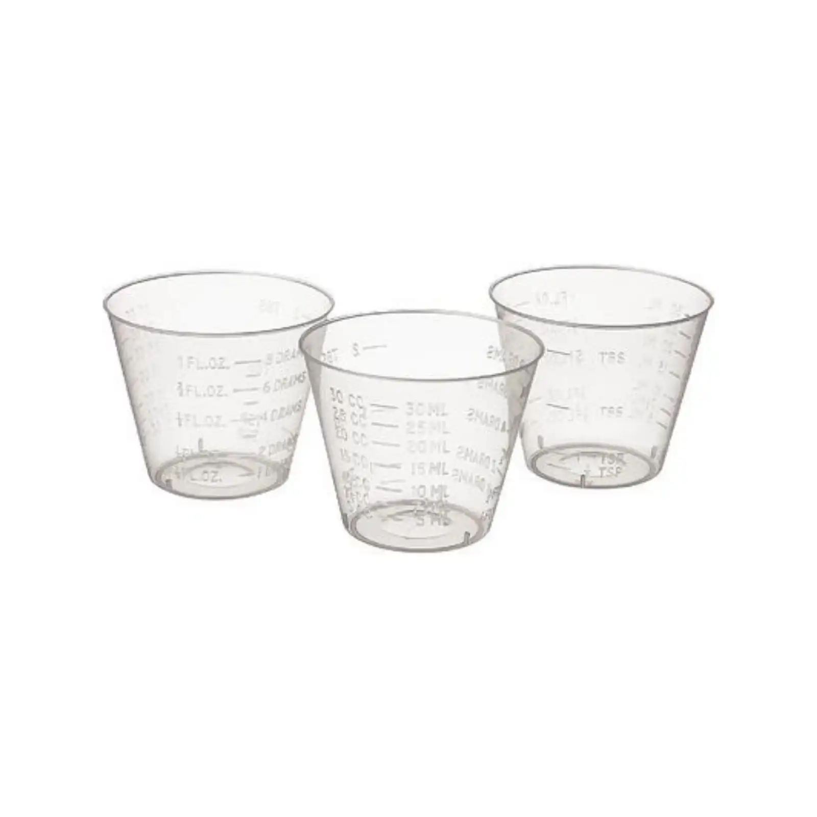 Young Dental Metered Dispensing Cups, 30 ml, Clear Plastic, Disposable, 100/Pk
