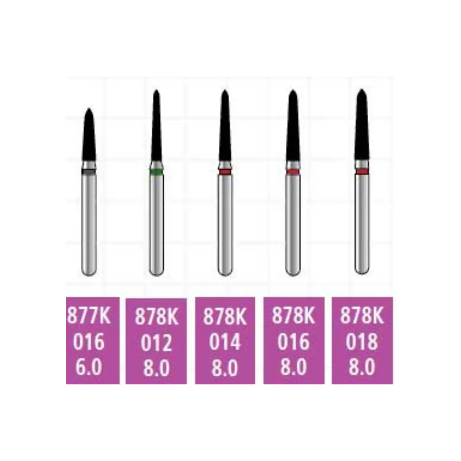 Alpen x1 Single-Use Diamond Bur, FG, #878K-018, Curettage/Pointed Taper, Super Coarse, Black, 25/Pk, X878KSC018