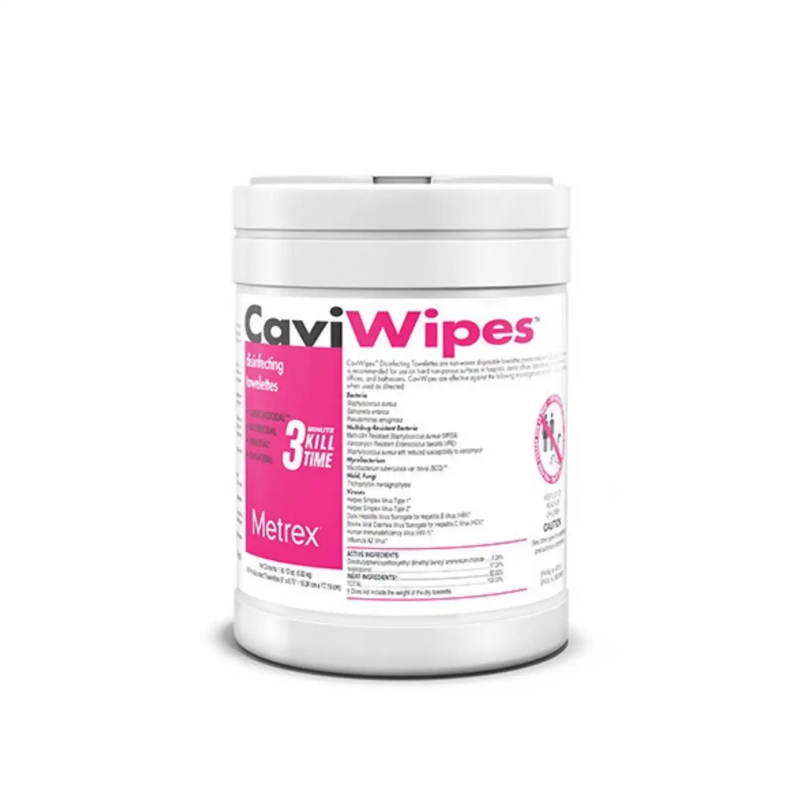 Metrex CaviWipes Large Disposable Surface Disinfectant Wipes, 220 Wipes/Can, 12 Cans/Case