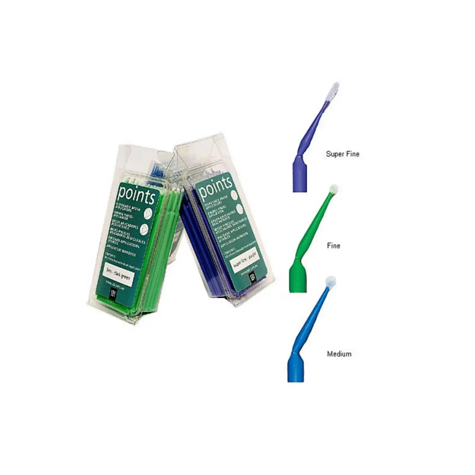SDI Points Disposable Brush Applicators, Fine, Dark Green, 400/Pk, 8100116
