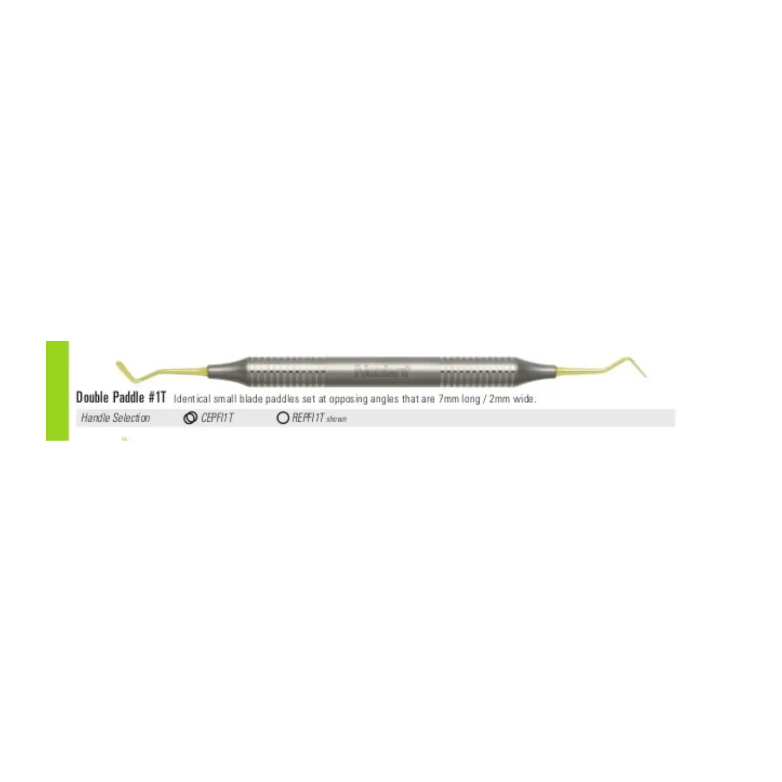 Nordent Composite Placement Instrument, Double Paddle #1, 0°/90°, Titanium Nitride Coated, DuraLite ColorRings Handle, Double End