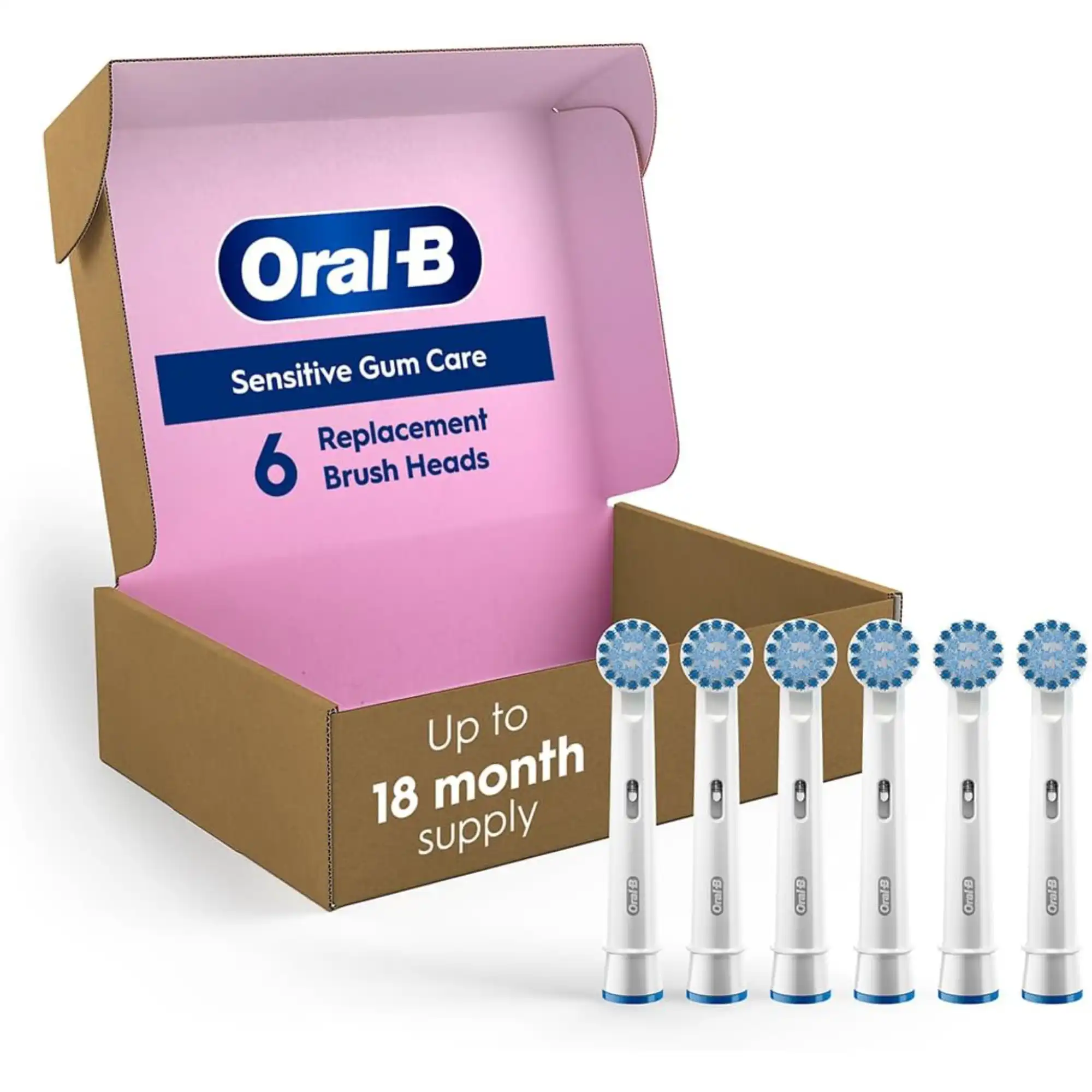 Oral-B Sensitive Gum Care Replacement Toothbrush Heads, 6/Bx