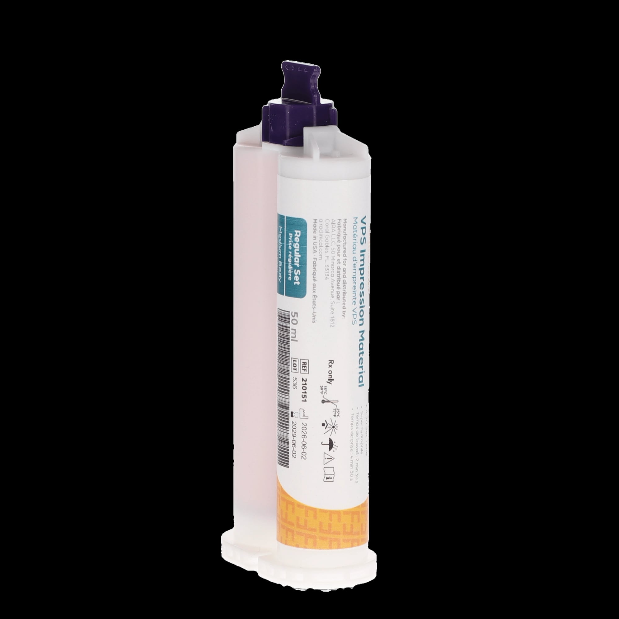 Aira VPS Vinyl Polysiloxane Impression Material, Medium Body, Regular Set, 2/Pk, 210151
