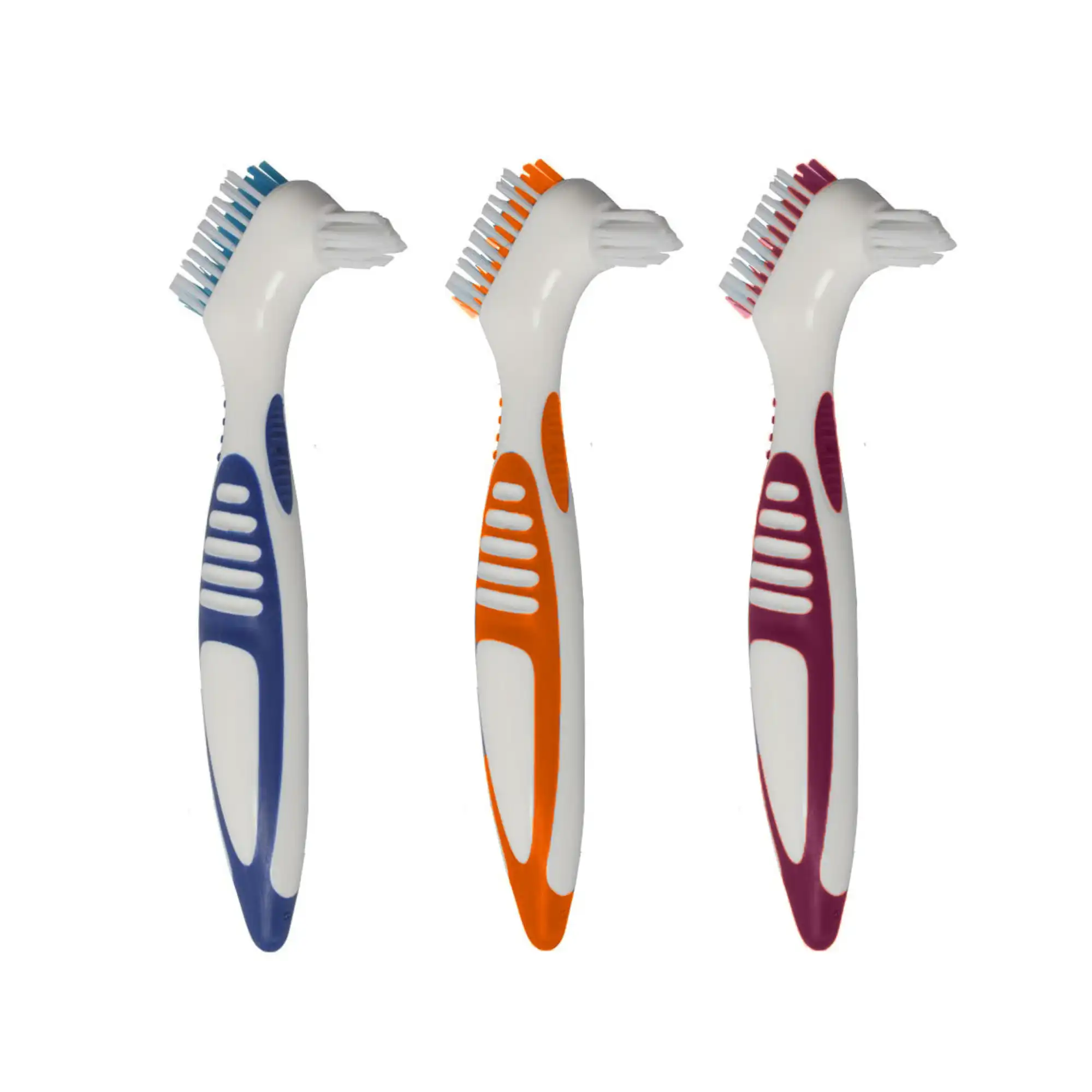 Plasdent CareBrush Premium Denture Brush, Dual-Action, Assorted Colors, 12/Pk, 20042-A
