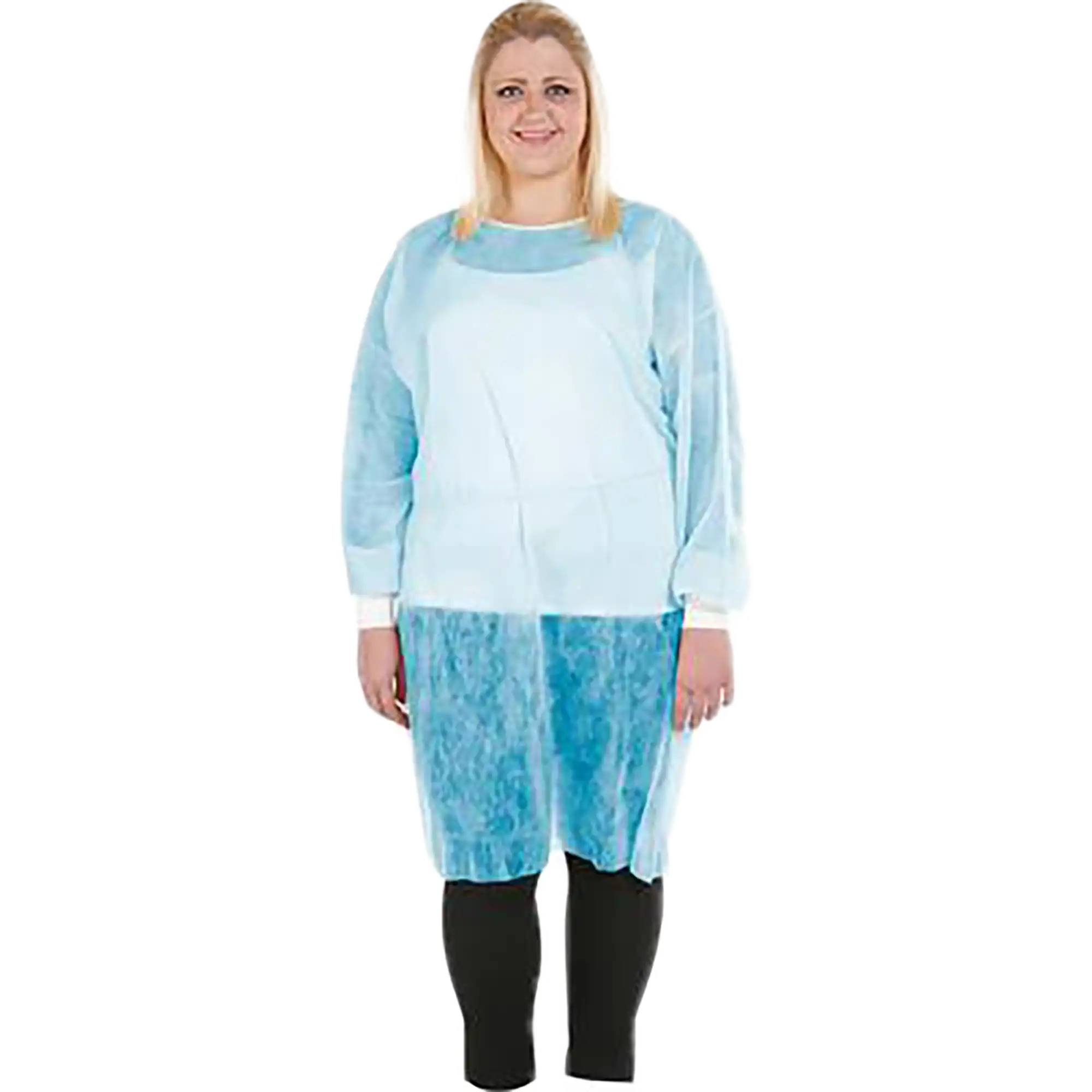 SafeBasic Isolation Gown, Regular Size, Blue, 10/Pk, 8023