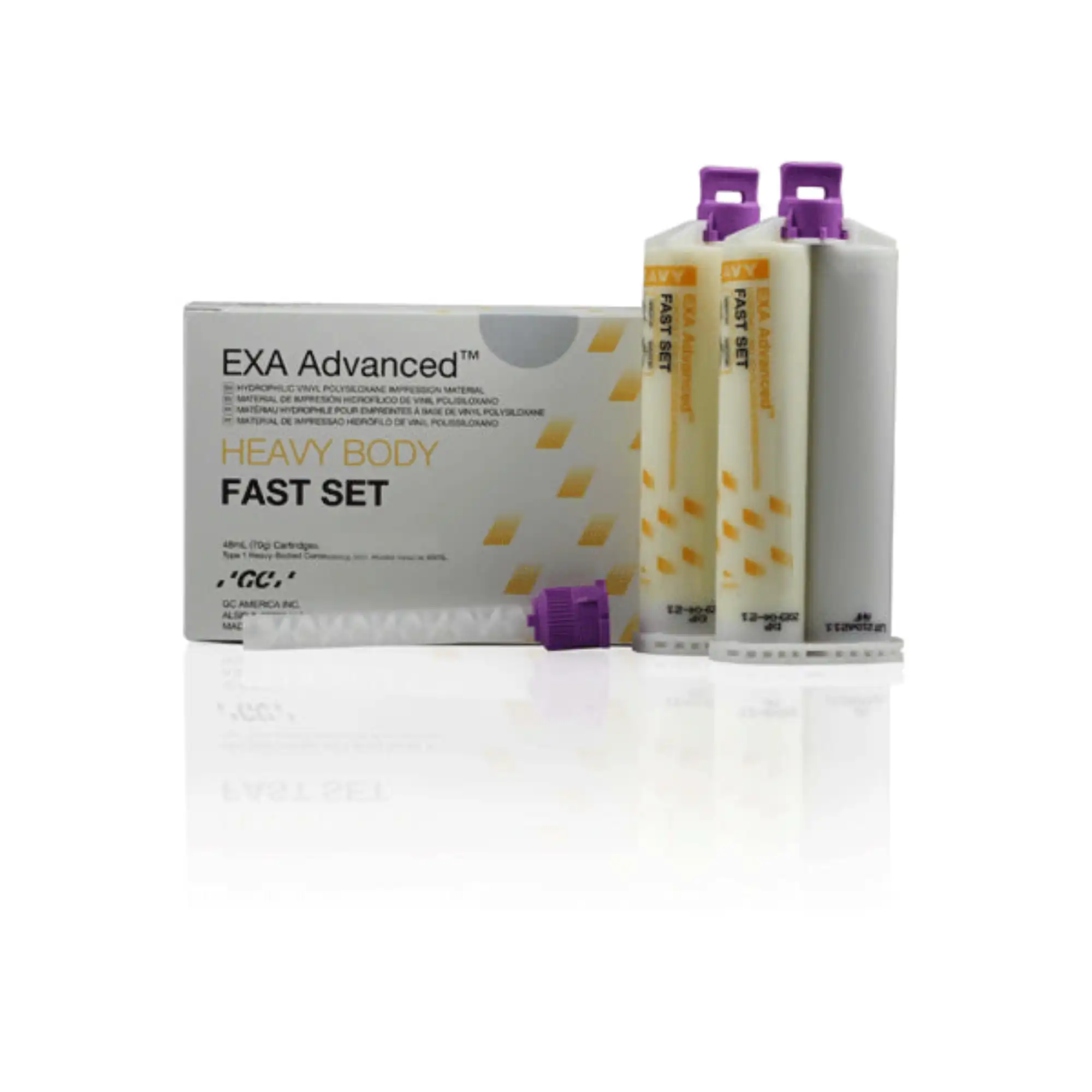 GC America EXA Advanced VPS Heavy Body Fast-Set Impression Material, 48mL Cartridges, 8/Pk, 138110