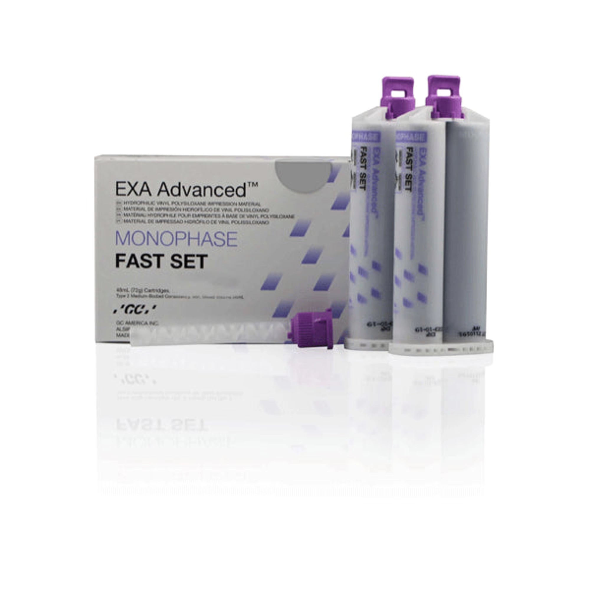 GC America EXA Advanced VPS Monophase Fast-Set Impression Material, 48mL Cartridges, 8/Pk, 138112