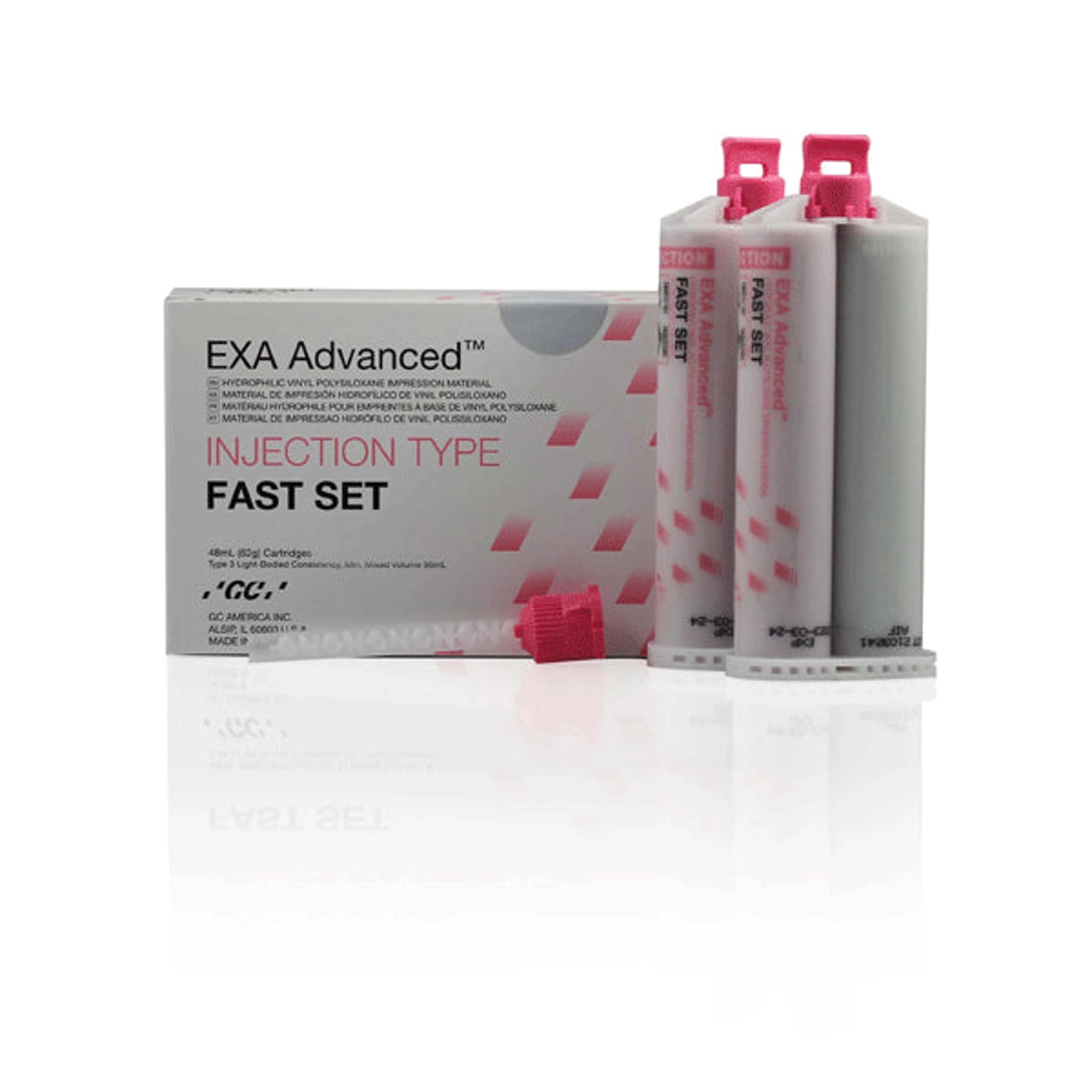 GC America EXA Advanced VPS Injection Fast-Set Impression Material, 48 mL Cartridges, 8/Pk, 138113