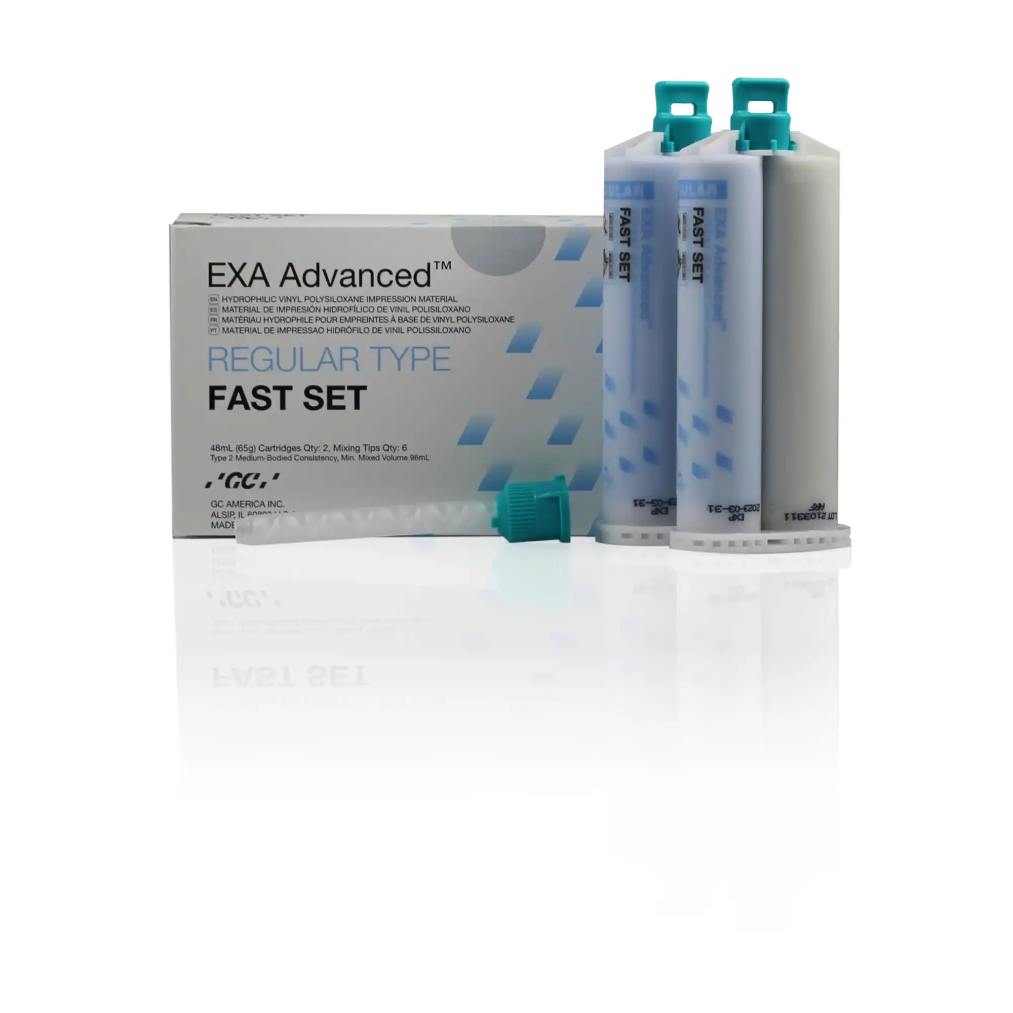 GC America EXA Advanced VPS Regular Body Fast-Set Impression Material, 48 mL Cartridges, 2/Pk, 137111