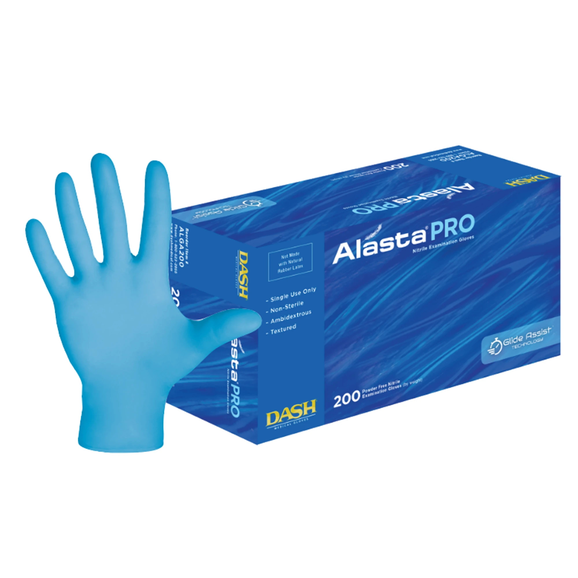 Alasta Pro Nitrile Examination Gloves, Powder-Free, Non-Sterile, Extra-Small, 200/Box, ALGA200XS