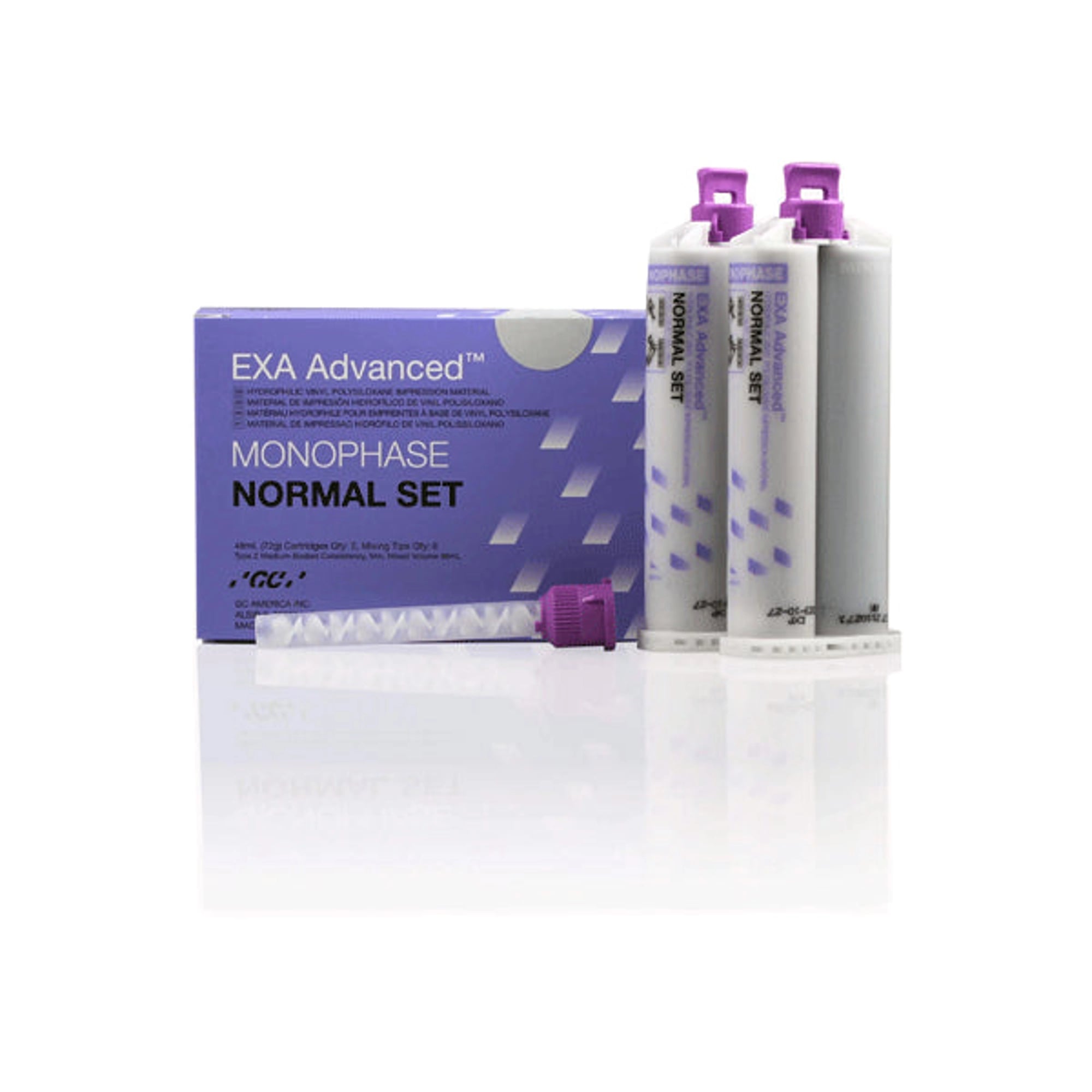 GC America EXA Advanced VPS Monophase Impression Material, Normal Set, 48 mL Cartridges, 2/Pk, 137118
