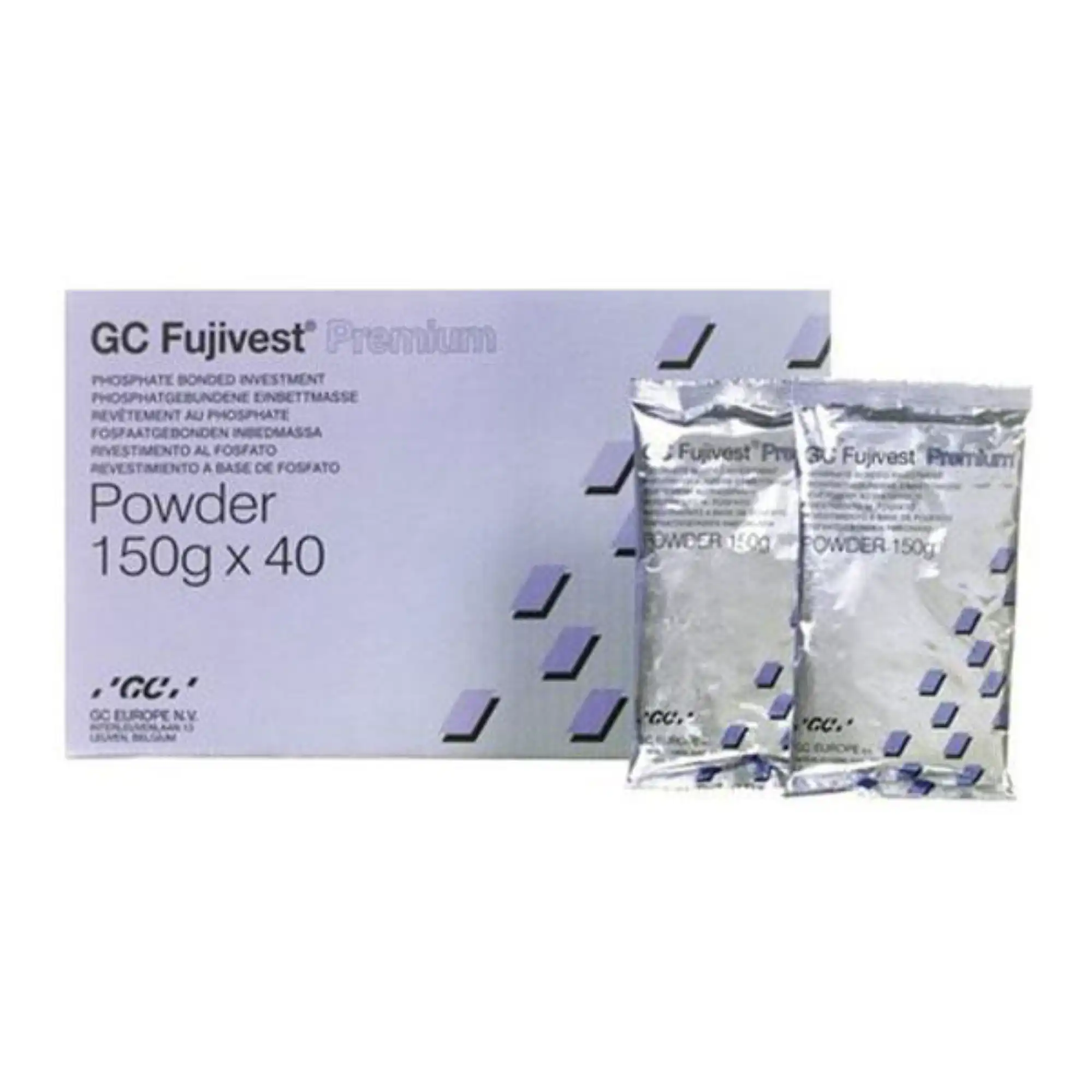 GC Fujivest Premium Carbon-Free Phosphate-Bonded Investment Powder, 150 g Pouch, 40 Pouches/Pack