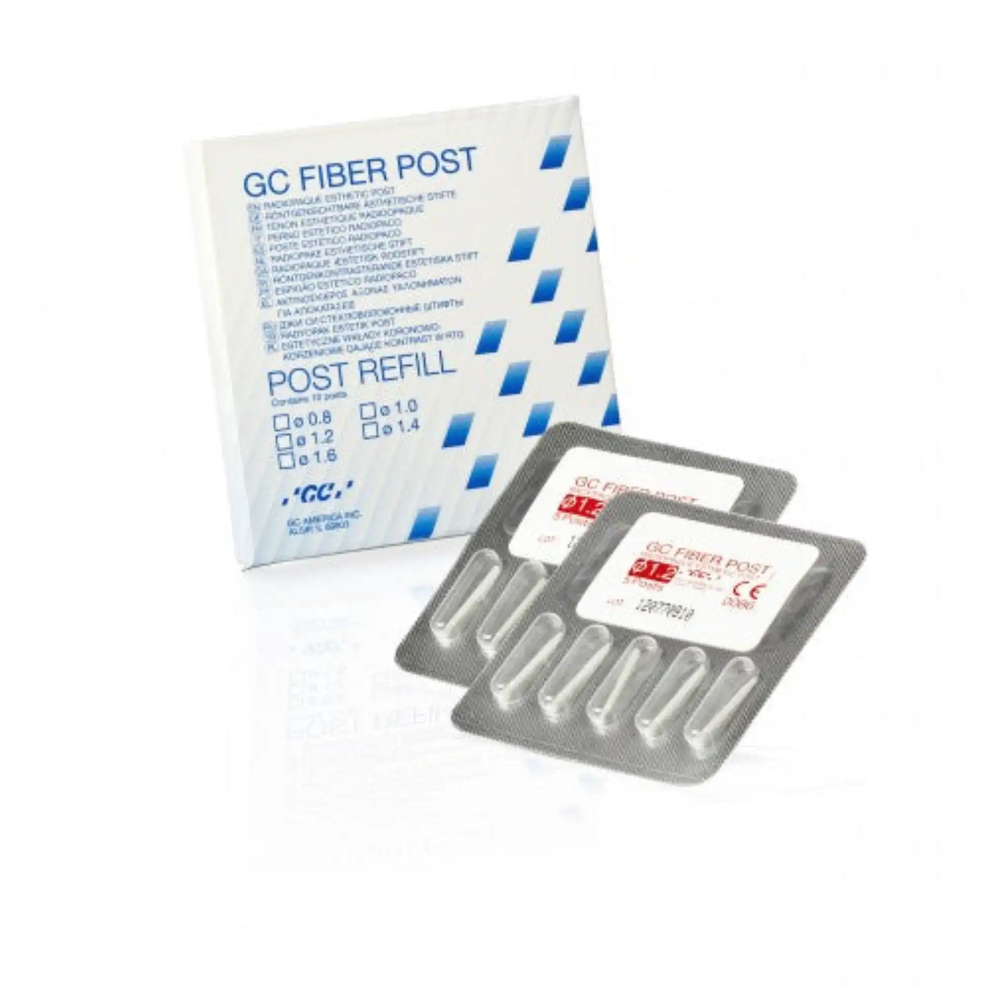 GC Fiber Post Refill Size 1.2mm, Glass Fiber, Metal-Free, 48/Box, 400004