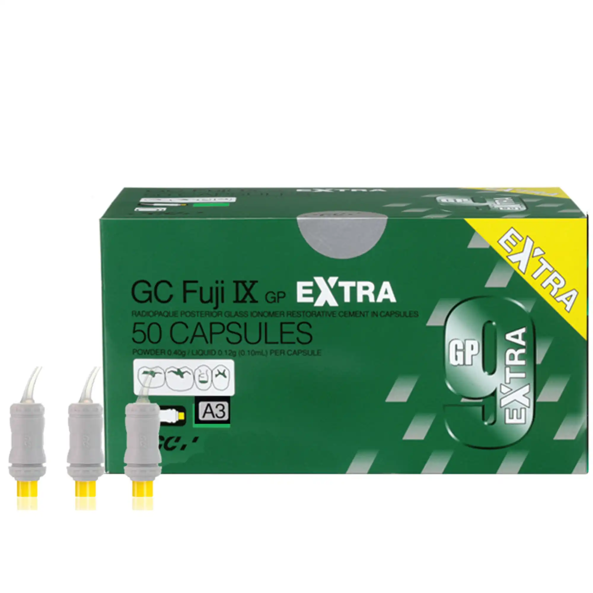 GC Fuji IX GP Extra Glass Ionomer Restorative Capsules, A3, 0.14 ml, 48/Pk