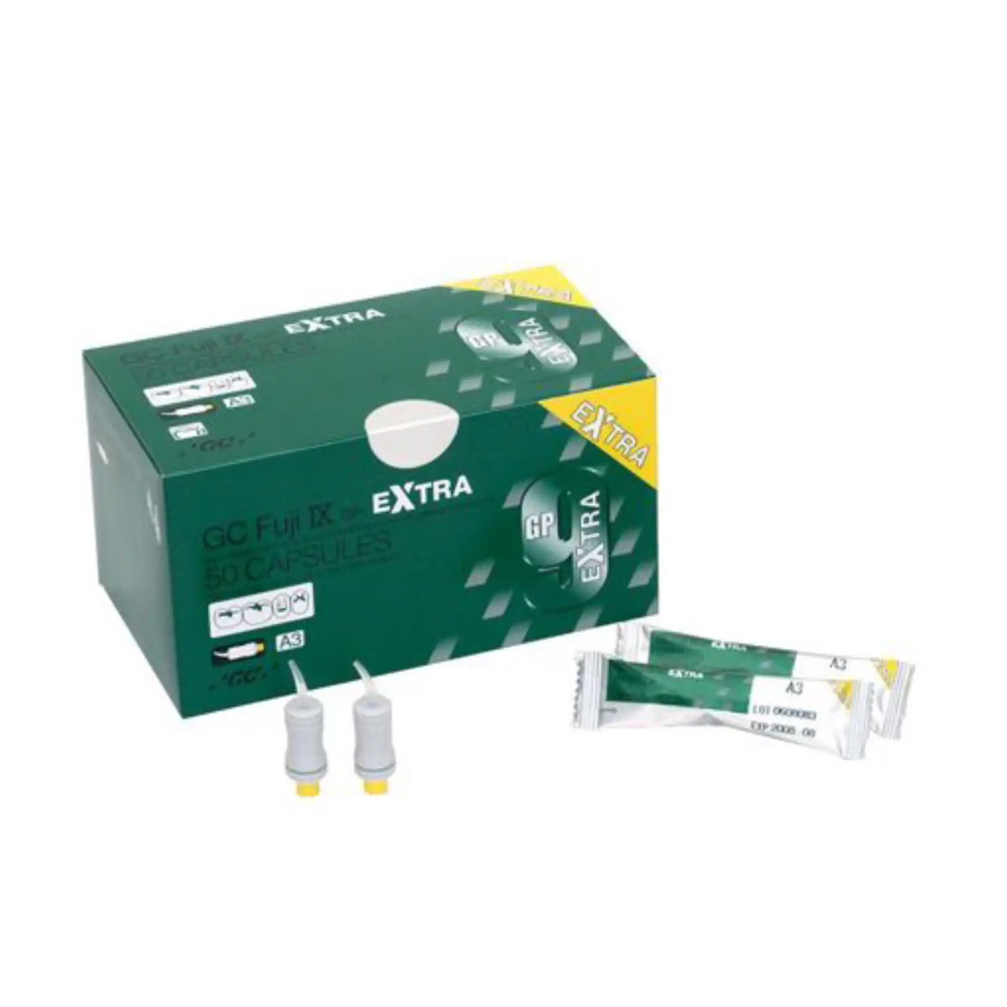 GC America Fuji IX GP EXTRA Glass Ionomer Restorative Capsules, A3.5, 50/Bx, 002537