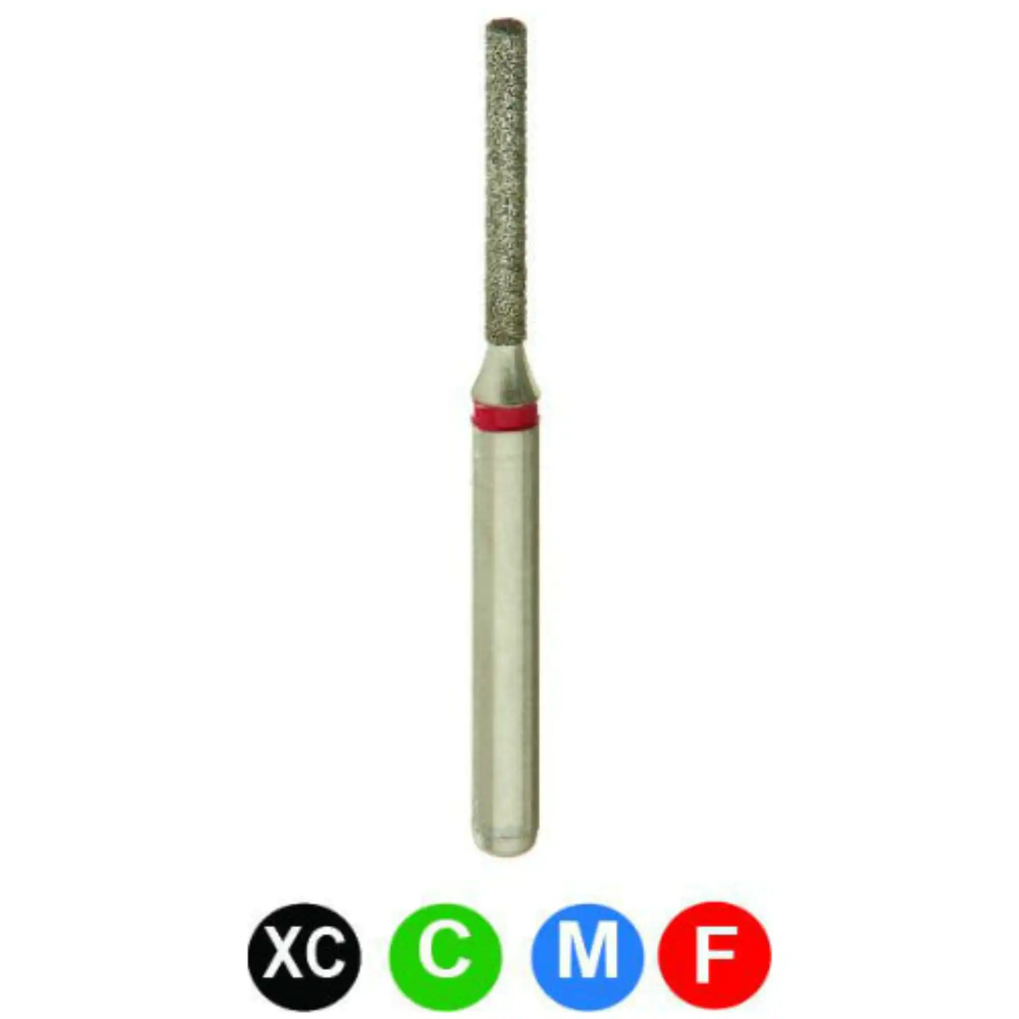 Diamond Burs, FG, Flat End Cylinder, Medium Grit, Blue Ring, 1.0 mm, 837-010M, 5/Pk, A13SL