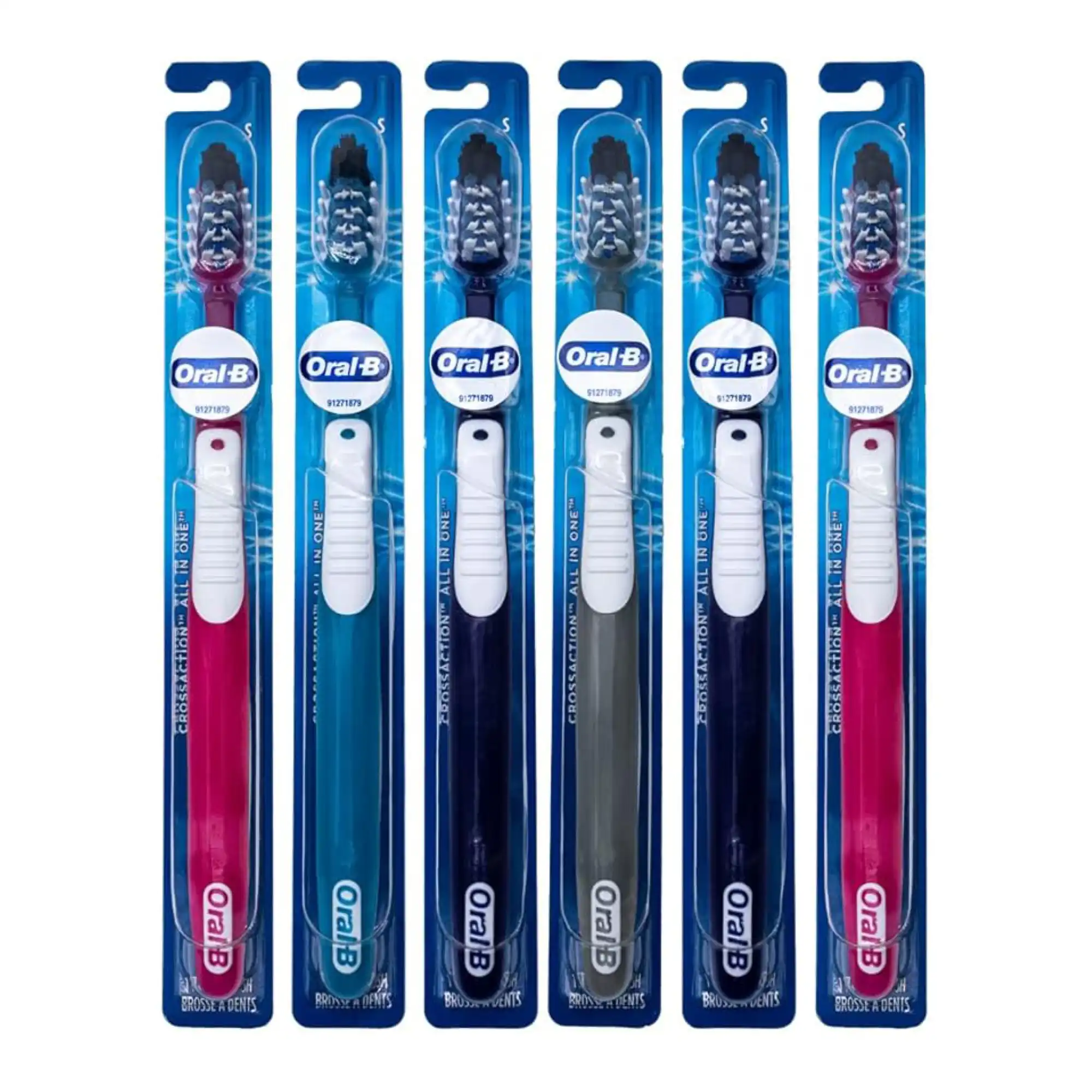 Oral-B CrossAction All-in-One Toothbrush, Soft (35), Assorted Colors, 12/Bx, 80346055/80828179