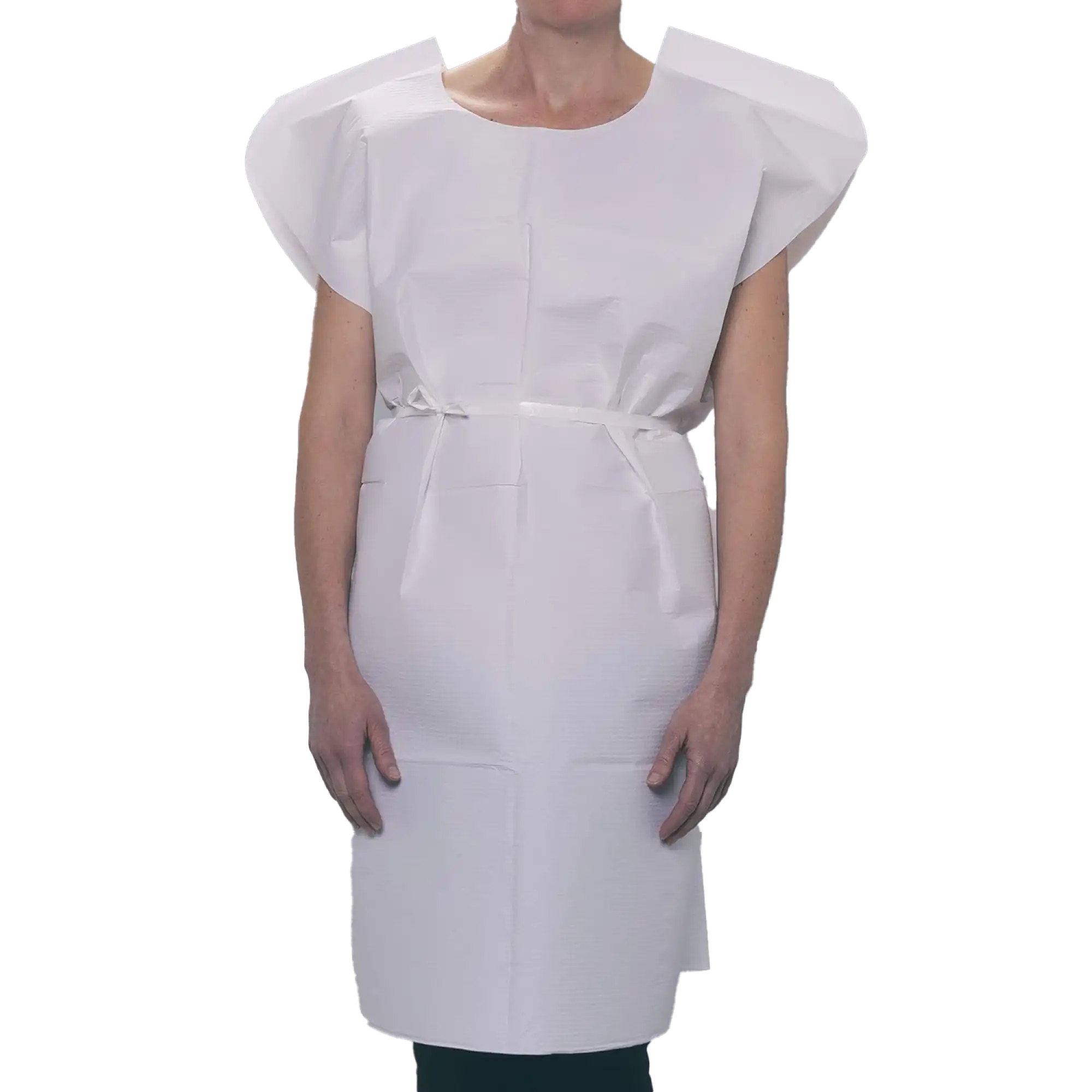 Tidi Brand Choice Disposable Patient Exam Gown, Tissue/Poly/Tissue, White, Medium/Large, 30" x 42", 50/Case