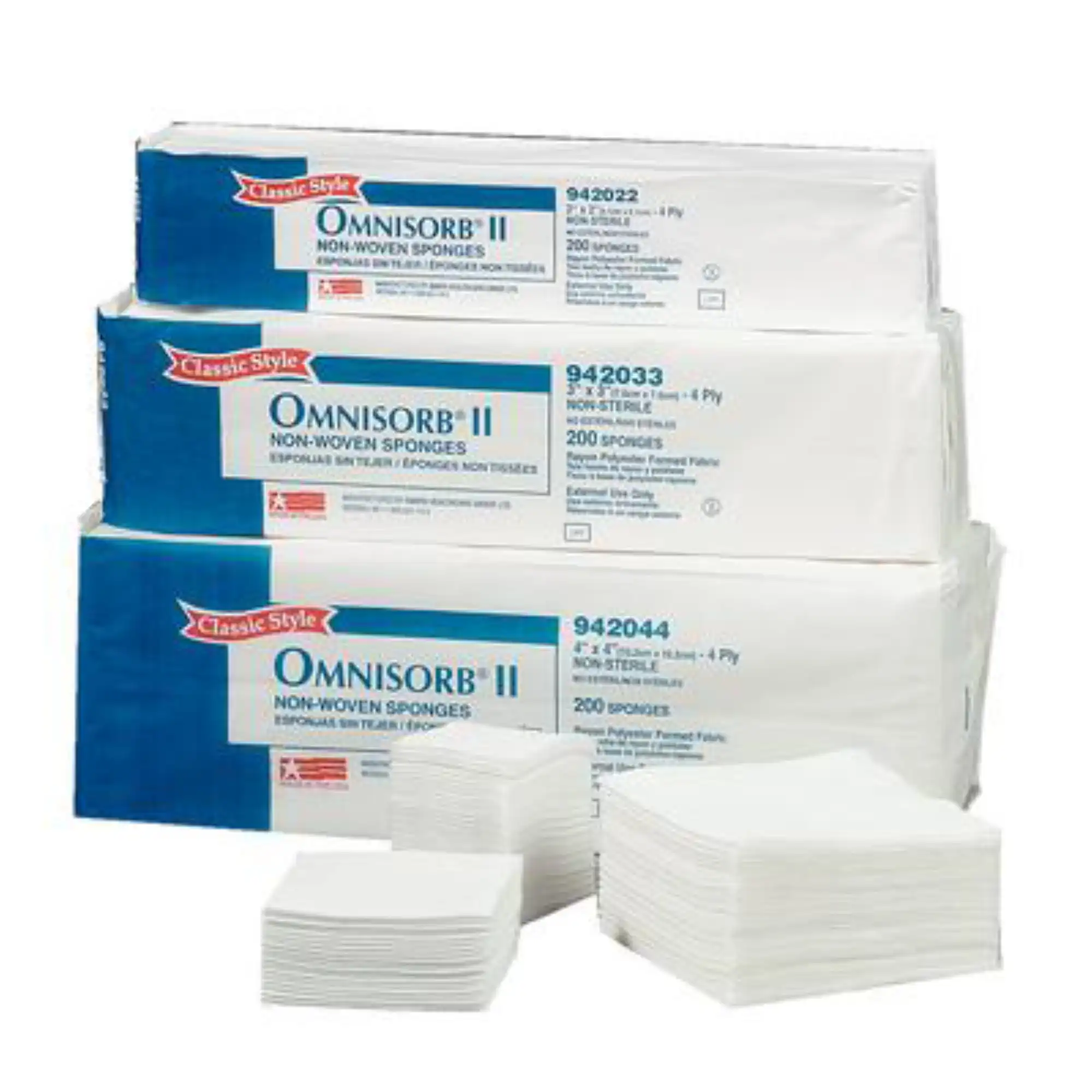 Tidi Omnisorb II Non-Woven Sponges, 3" x 3", 4-Ply, Non-Sterile, 4000/Case, 942033