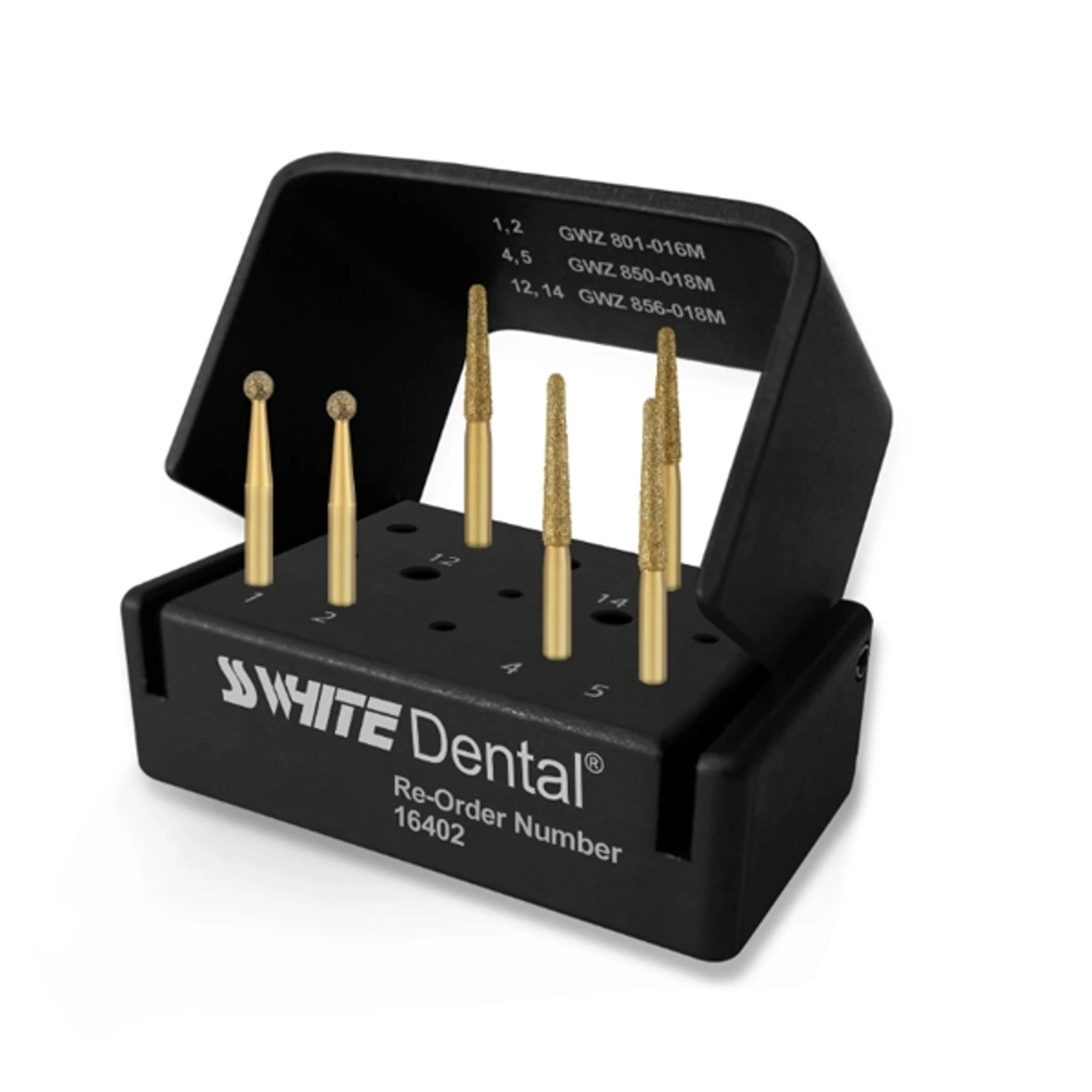 SS White Great White Z Master Zirconia Crown Removal Kit, 6 Burs, 16402