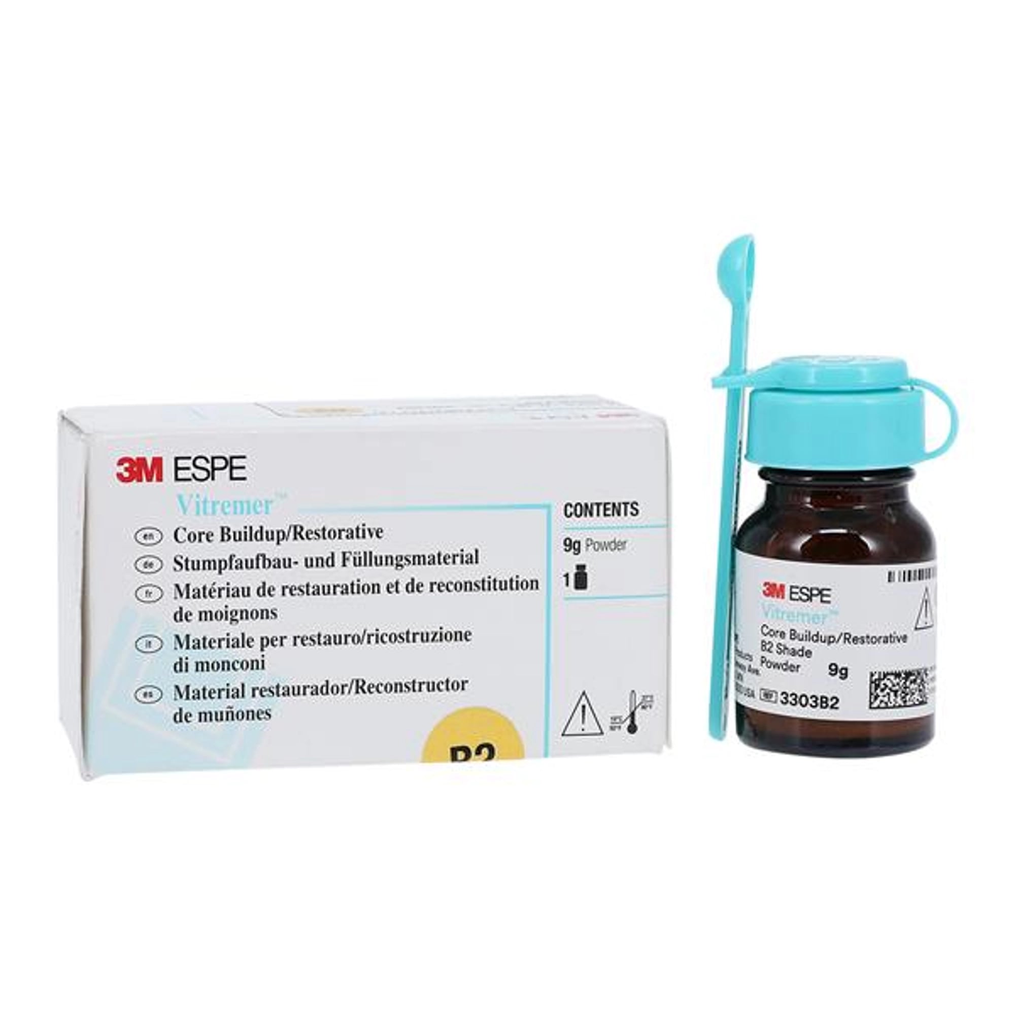 3M Vitremer Core Buildup/Restorative Powder Refill, Shade B2, 9 g with Spoon, 3303B2