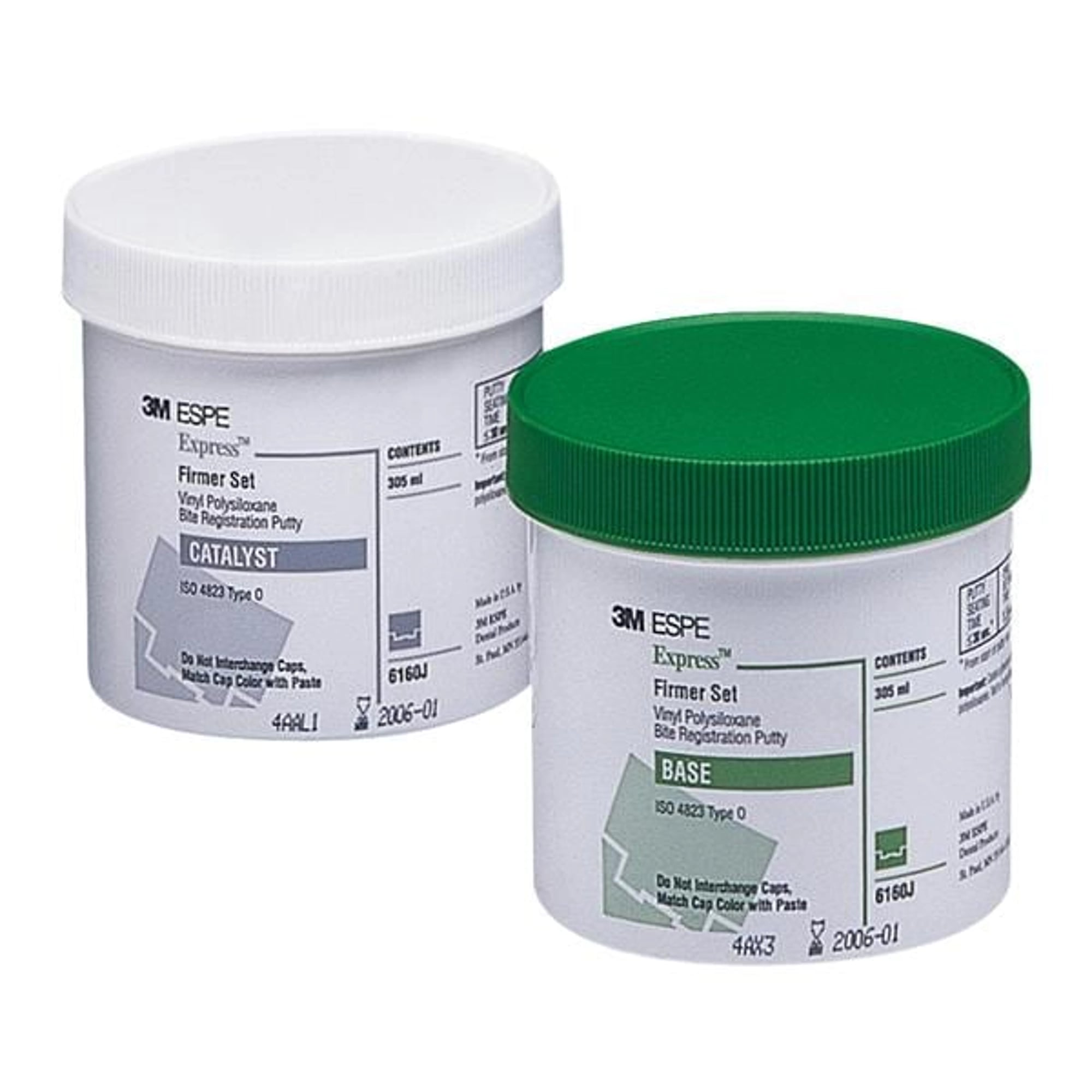 3M Express VPS Bite Registration Material Putty, Fast Set, 2 x 305 mL Jars (Base & Catalyst), Refill Kit 6160J