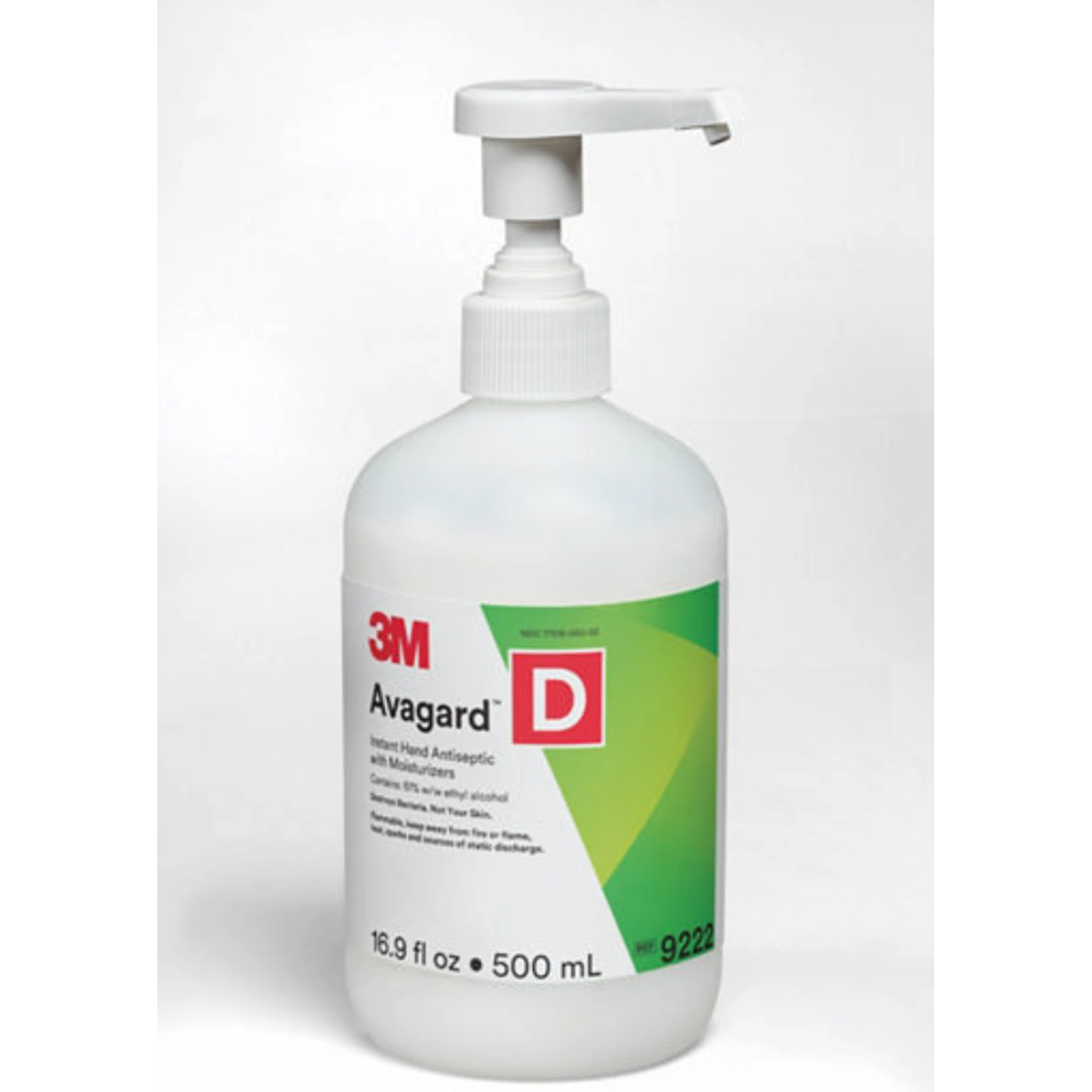 3M (Solventum) Avagard D Instant Hand Antiseptic with Moisturizers, 61% Ethyl Alcohol, 16.9 oz (500 mL) Pump Bottle, 9222